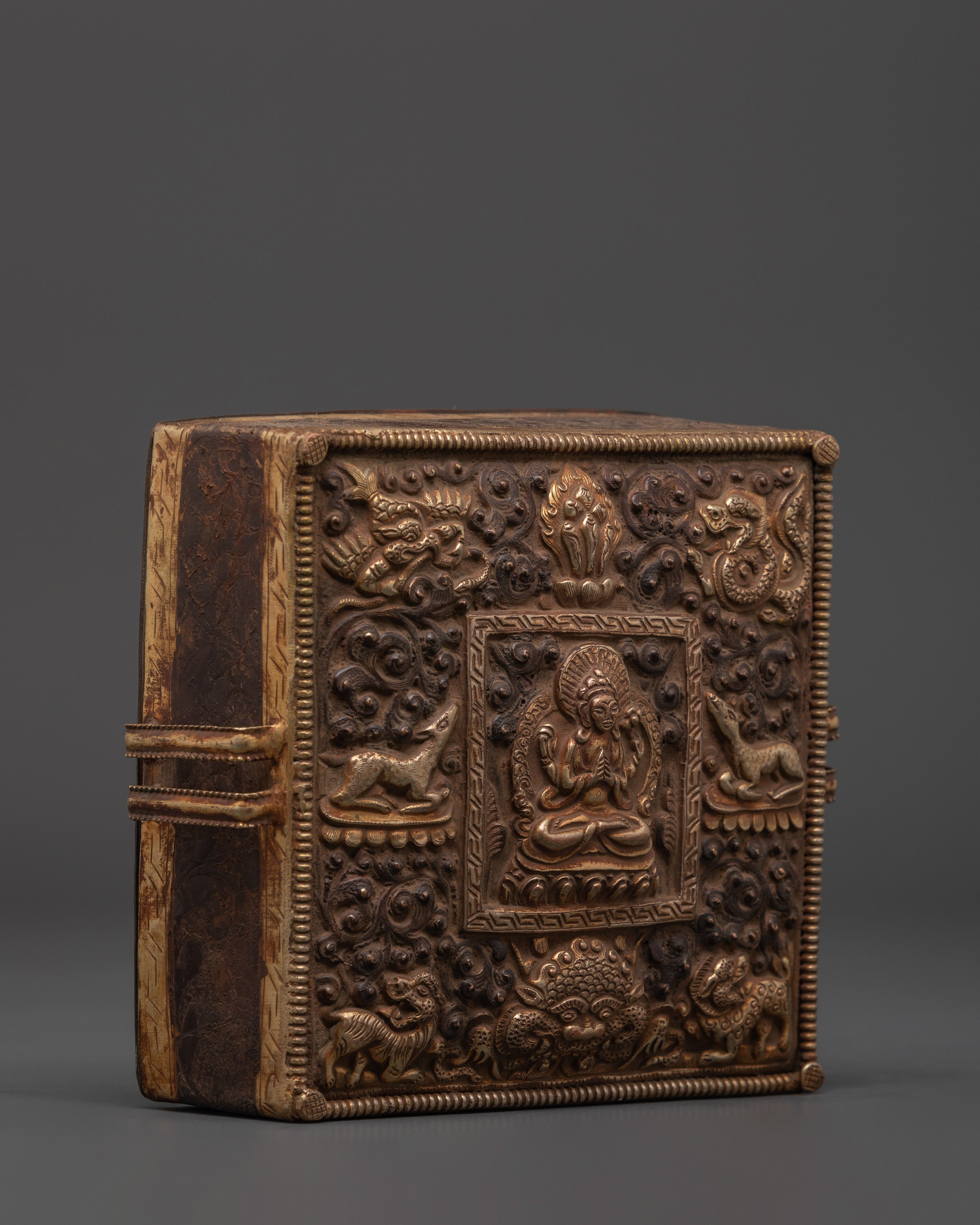 Sacred Amulet Ghau Box | Handcrafted Copper & Gold Plated Tibetan Artifact