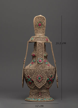 Handcrafted Tibetan Life Vase | Healing Ritual Vase for Ceremonies