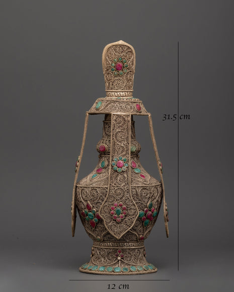 Handcrafted Tibetan Life Vase | Healing Ritual Vase for Ceremonies