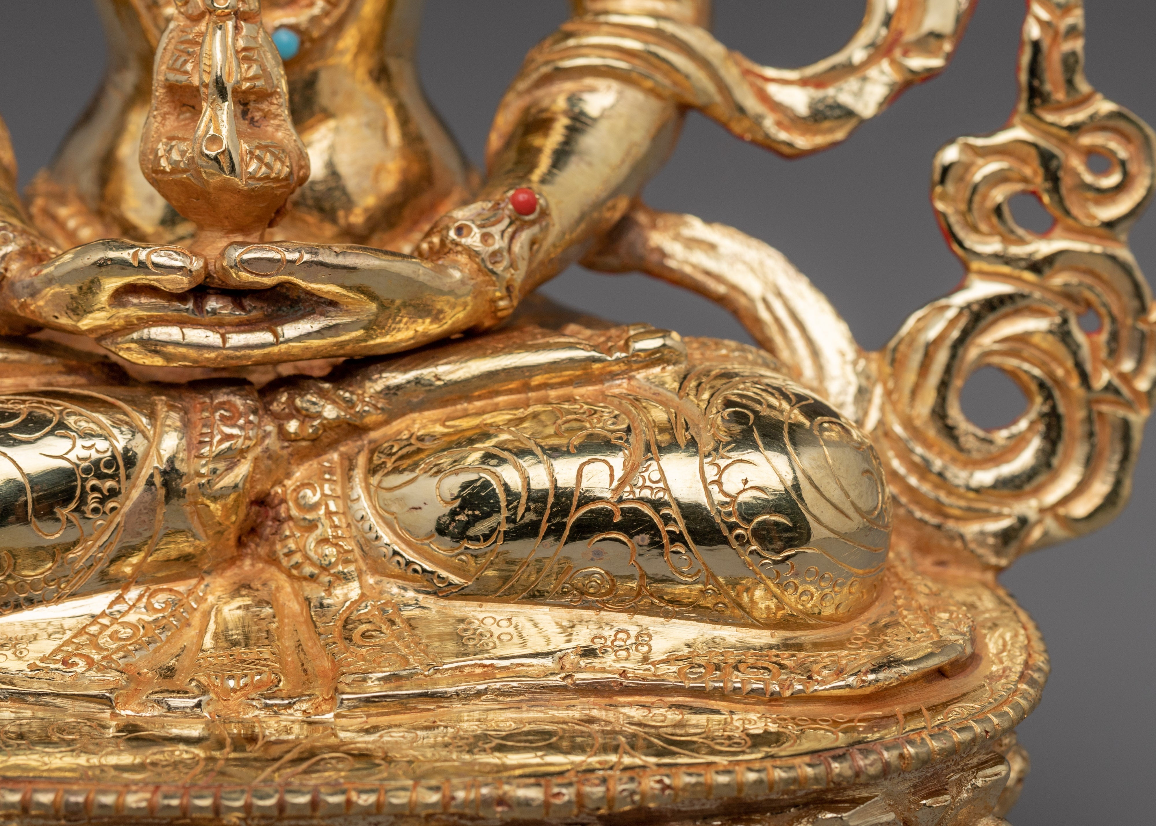 Amitayus Statue in Golden Copper | Himalayan Artwork