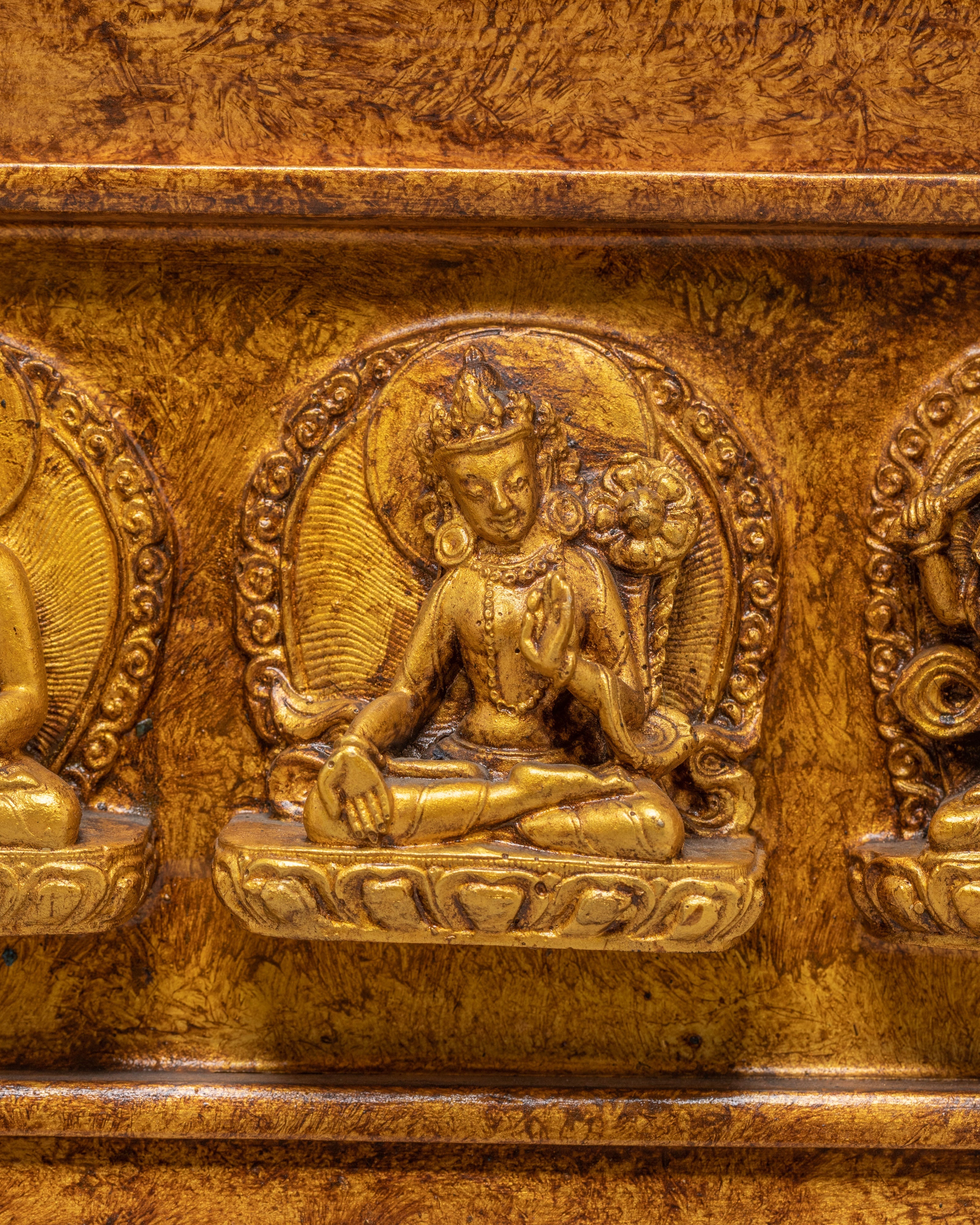 Handmade Wall Hanging with Meditational Deities | Spiritual Stone Dust Art