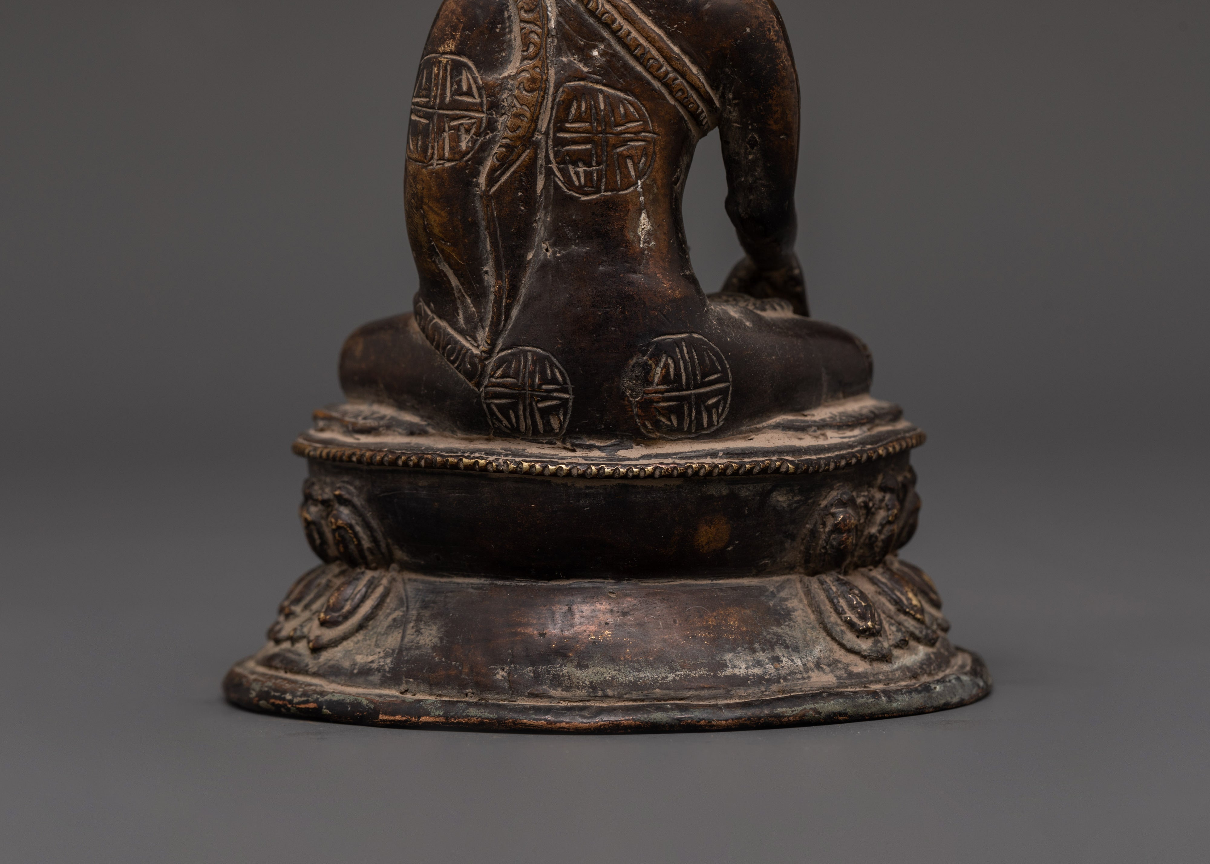 Antique Finish Shakyamuni Buddha Oxidized Copper Statue | Tibetan Buddhist Decor