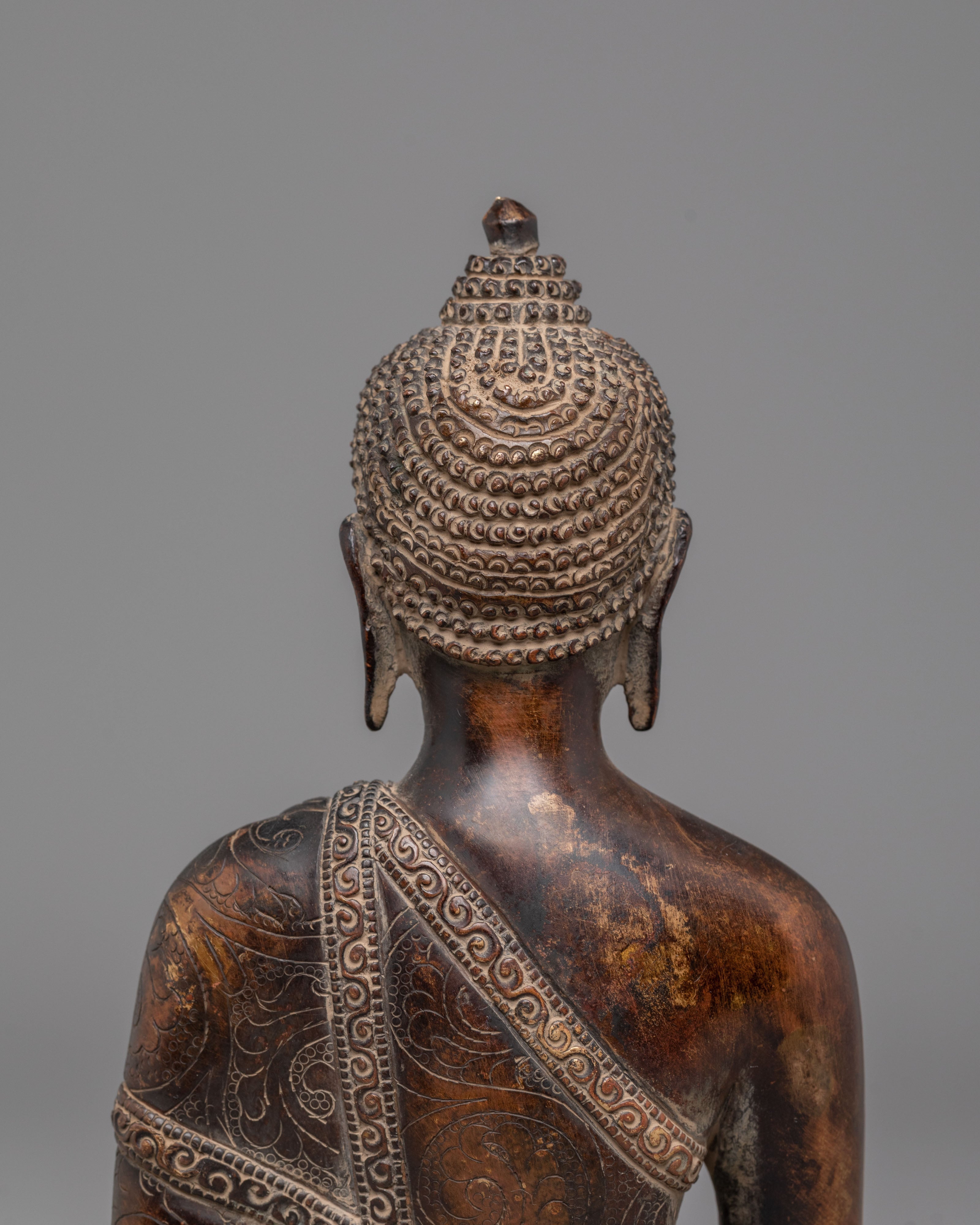 Shakyamuni Buddha Oxidized Tibetan Sculpture for Decor