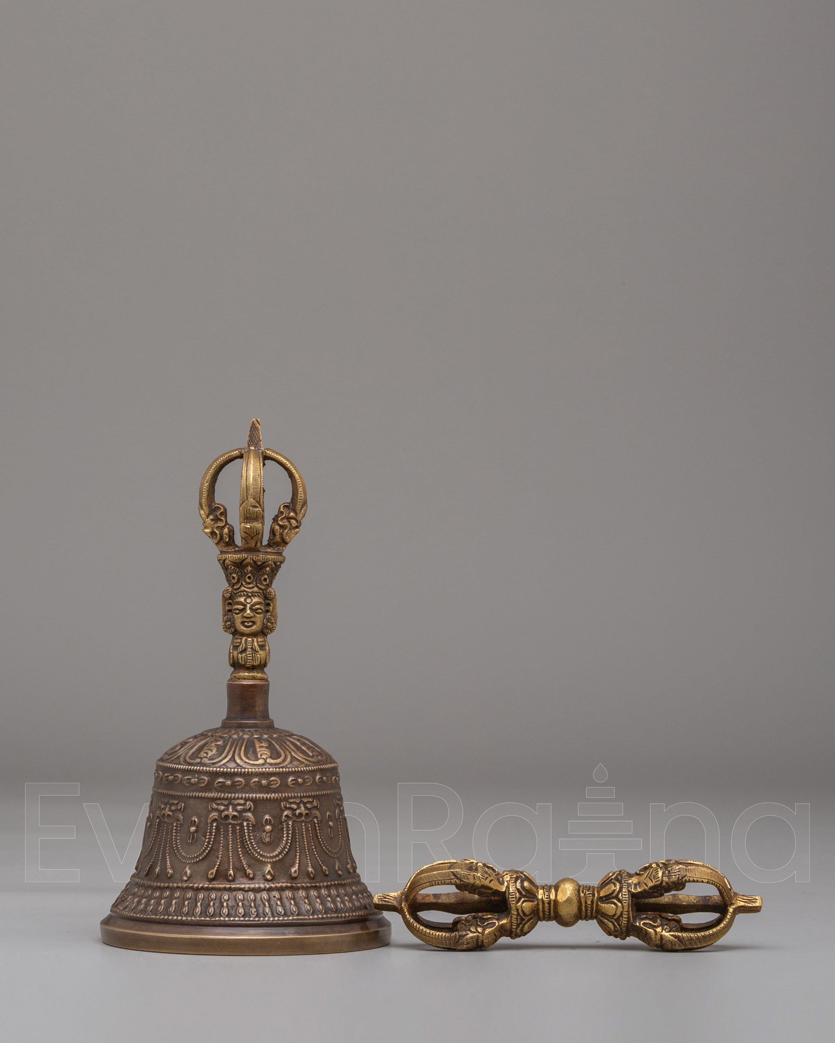 Tibetan Buddhism Vajra and Bell Set | Bronze Ritual Tools