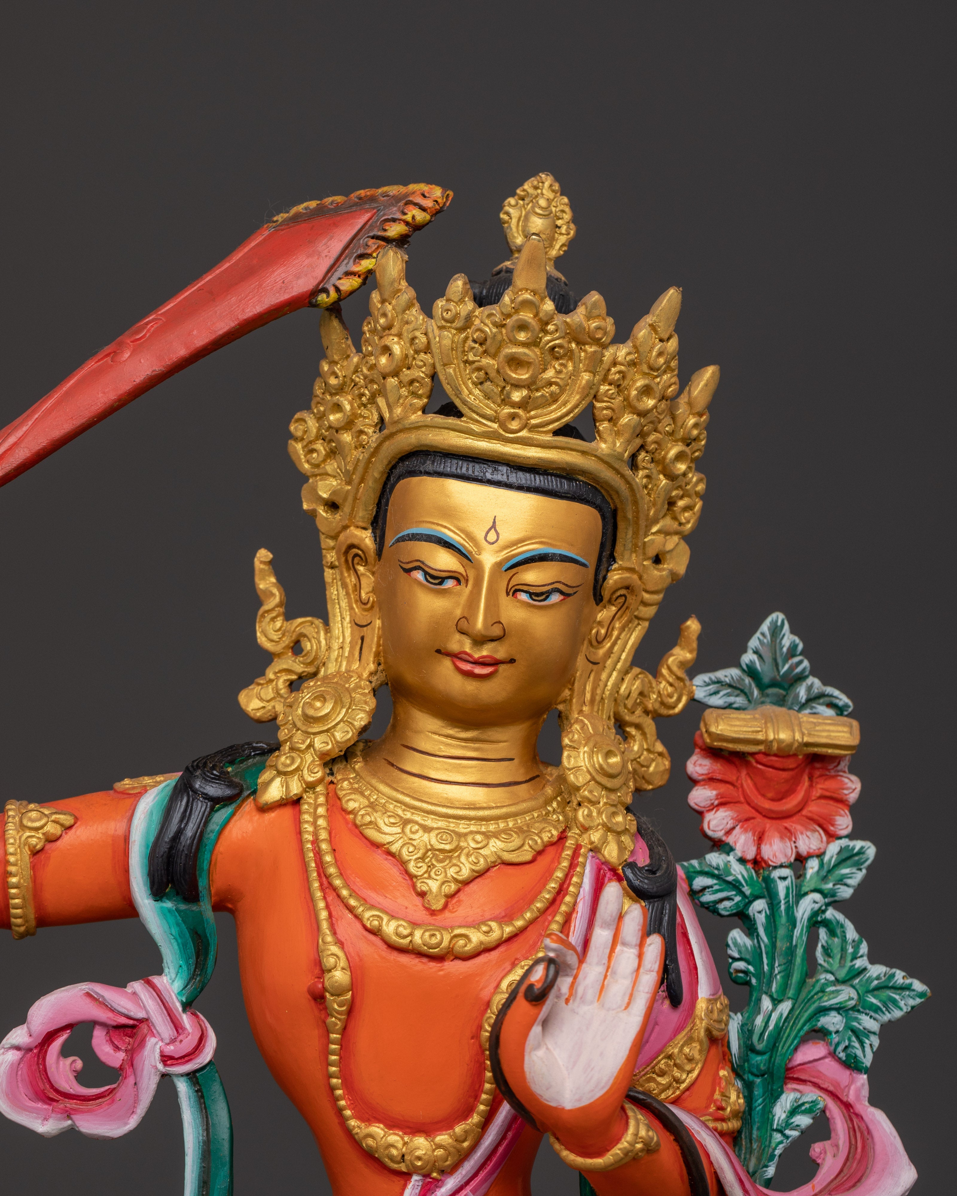 Manjushri Sword of Wisdom Figurine | Handcrafted Copper Buddhist Deity Sculpture