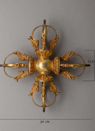 Handcrafted Gold-Plated Bishwa Vajra | Symbol of wisdom and strength
