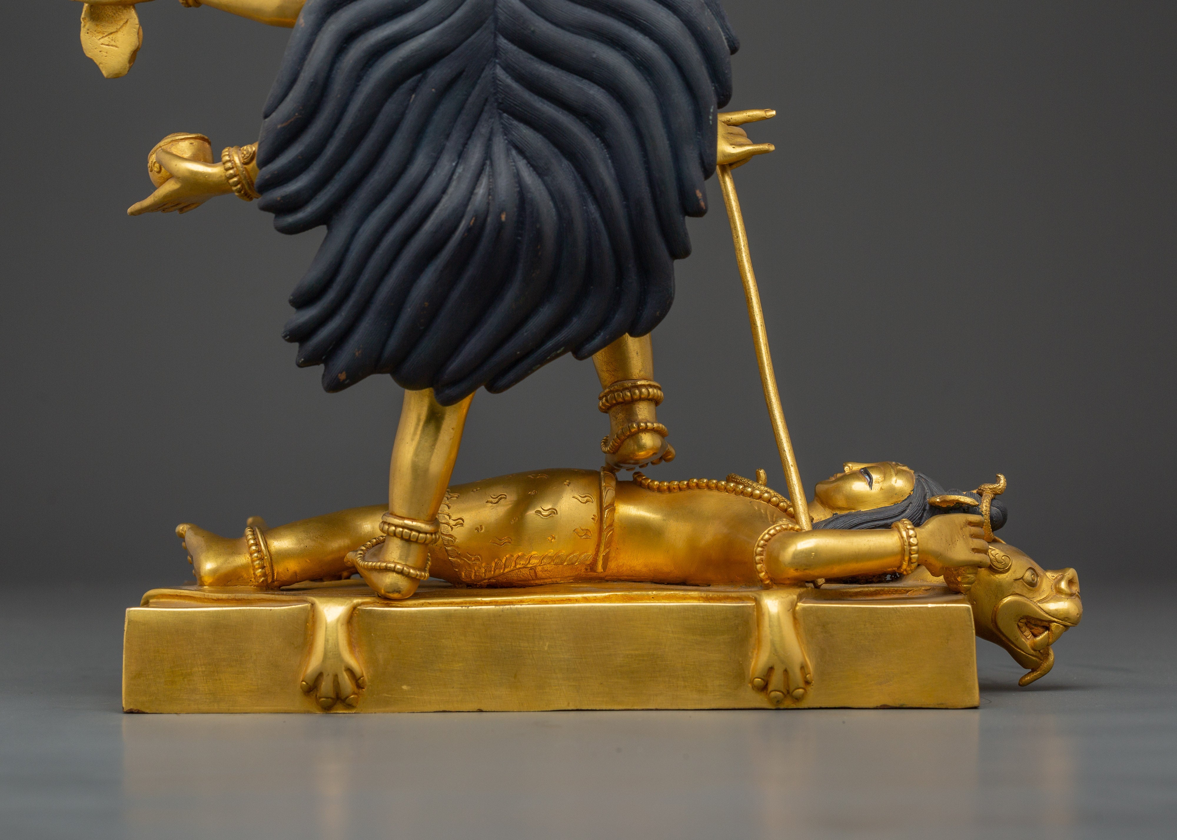 Copper Mahakali Statue | Copper Body with Gold Plating