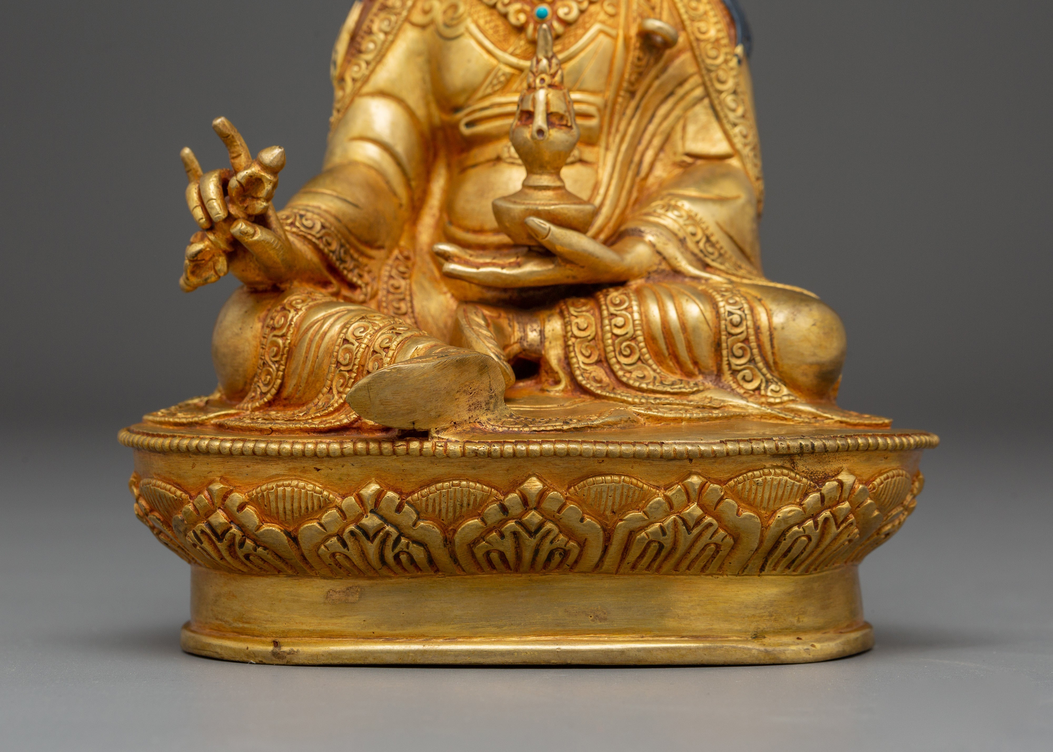 Sacred Statue of Lotus-Born Guru Rinpoche | Handcrafted Tibetan Buddhist Art