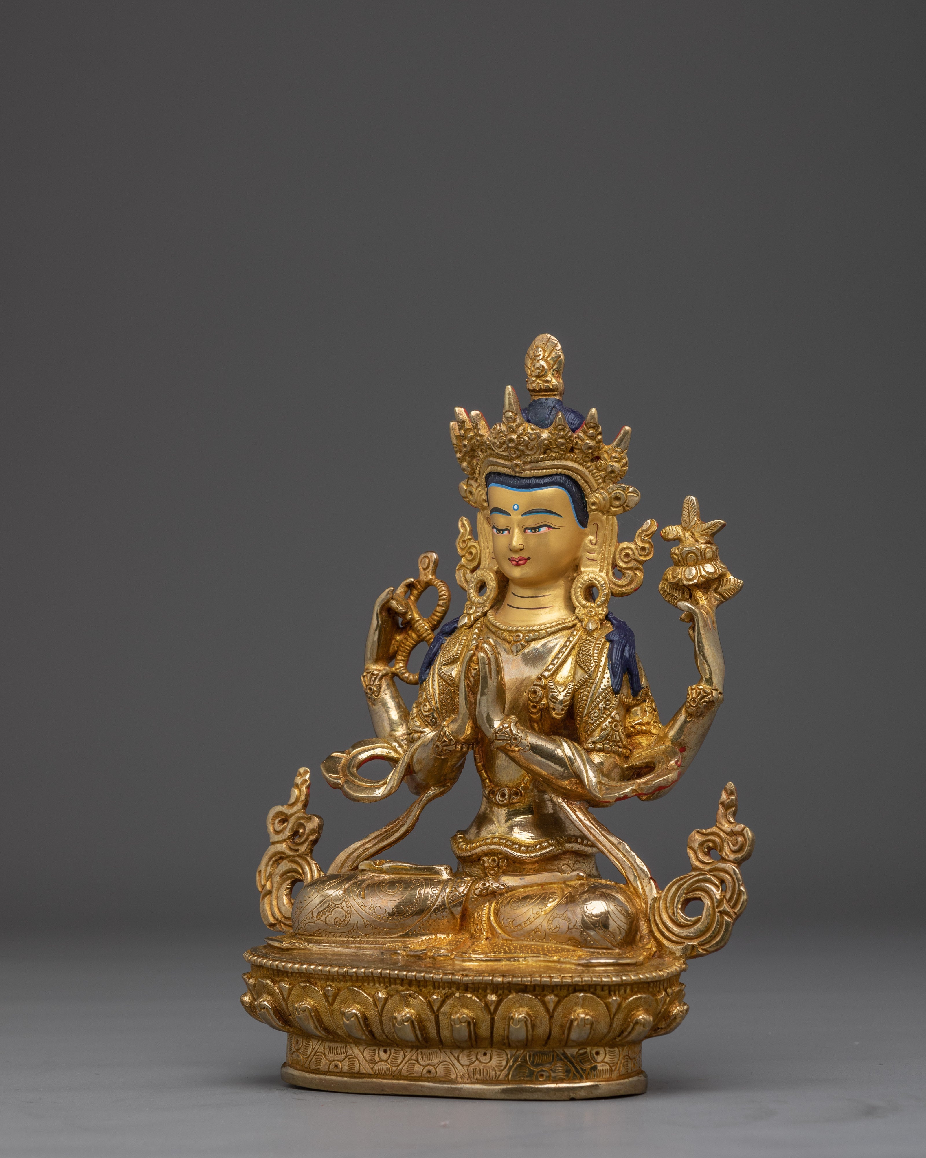 Four-Armed Chenresig Compassion Sculpture | Traditional Artwork