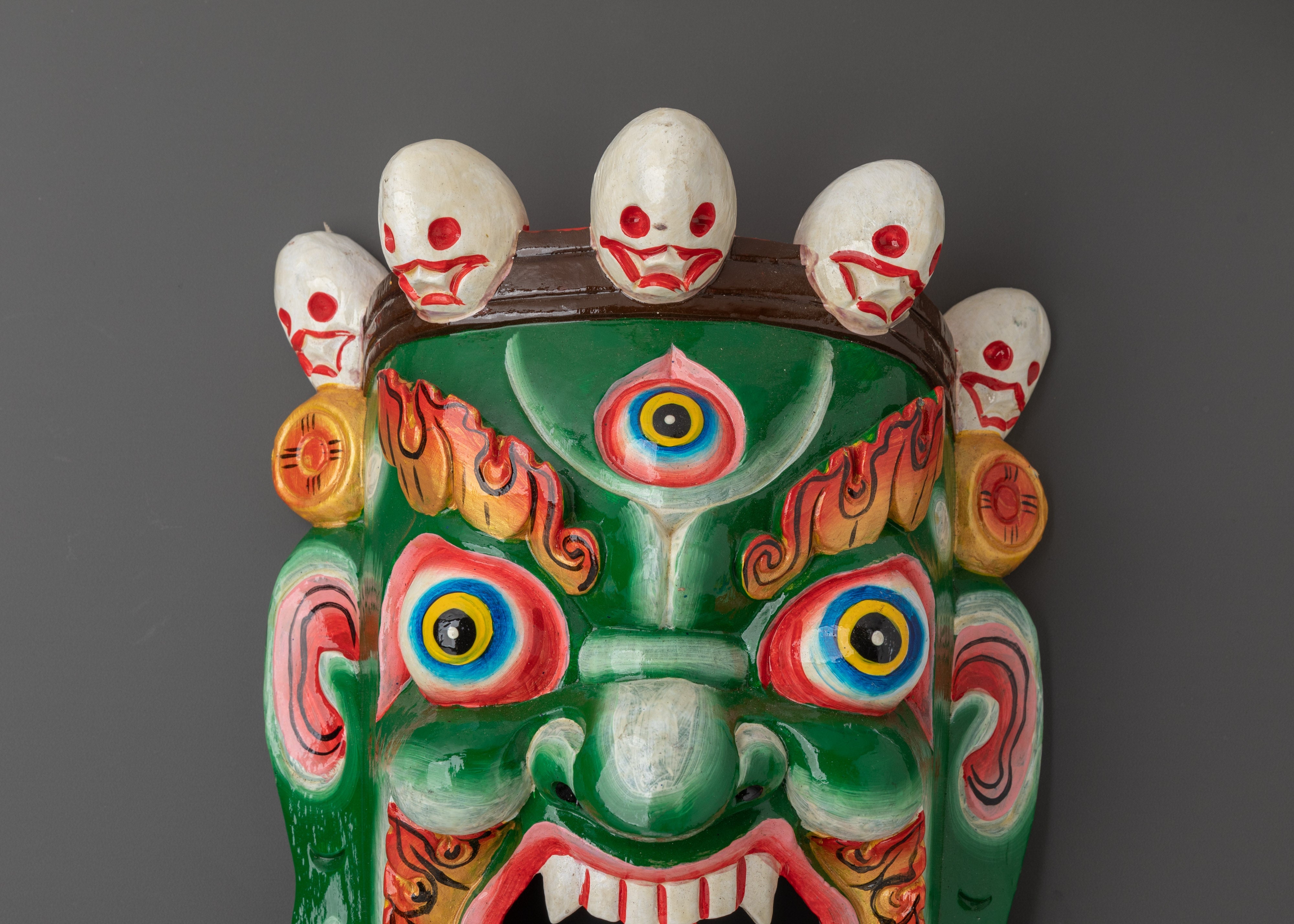 Tibetan Mahakala Wall Hanging | Handcrafted Wooden Protector Deity Mask