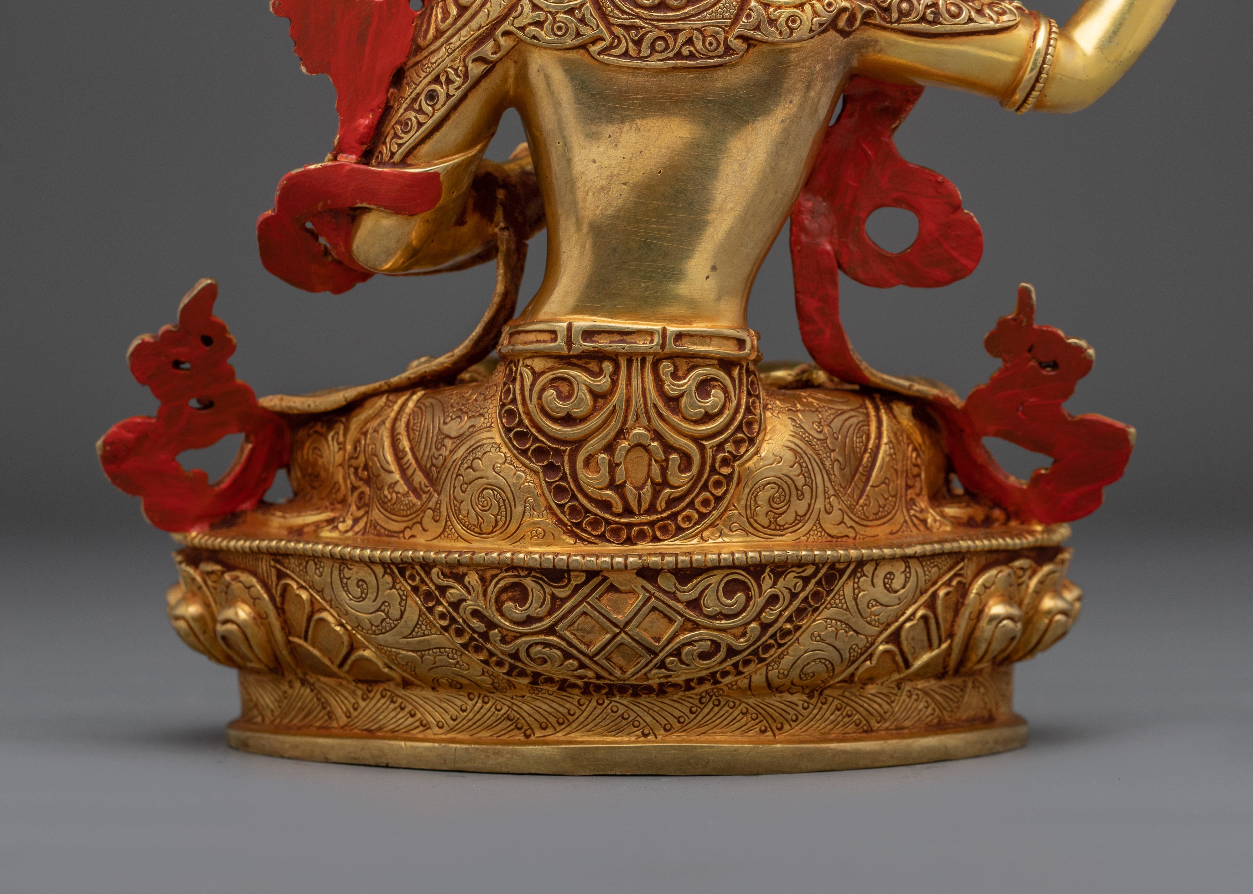 Golden Wisdom Embodiment Manjushri Statue | Buddhist Spiritual Artwork