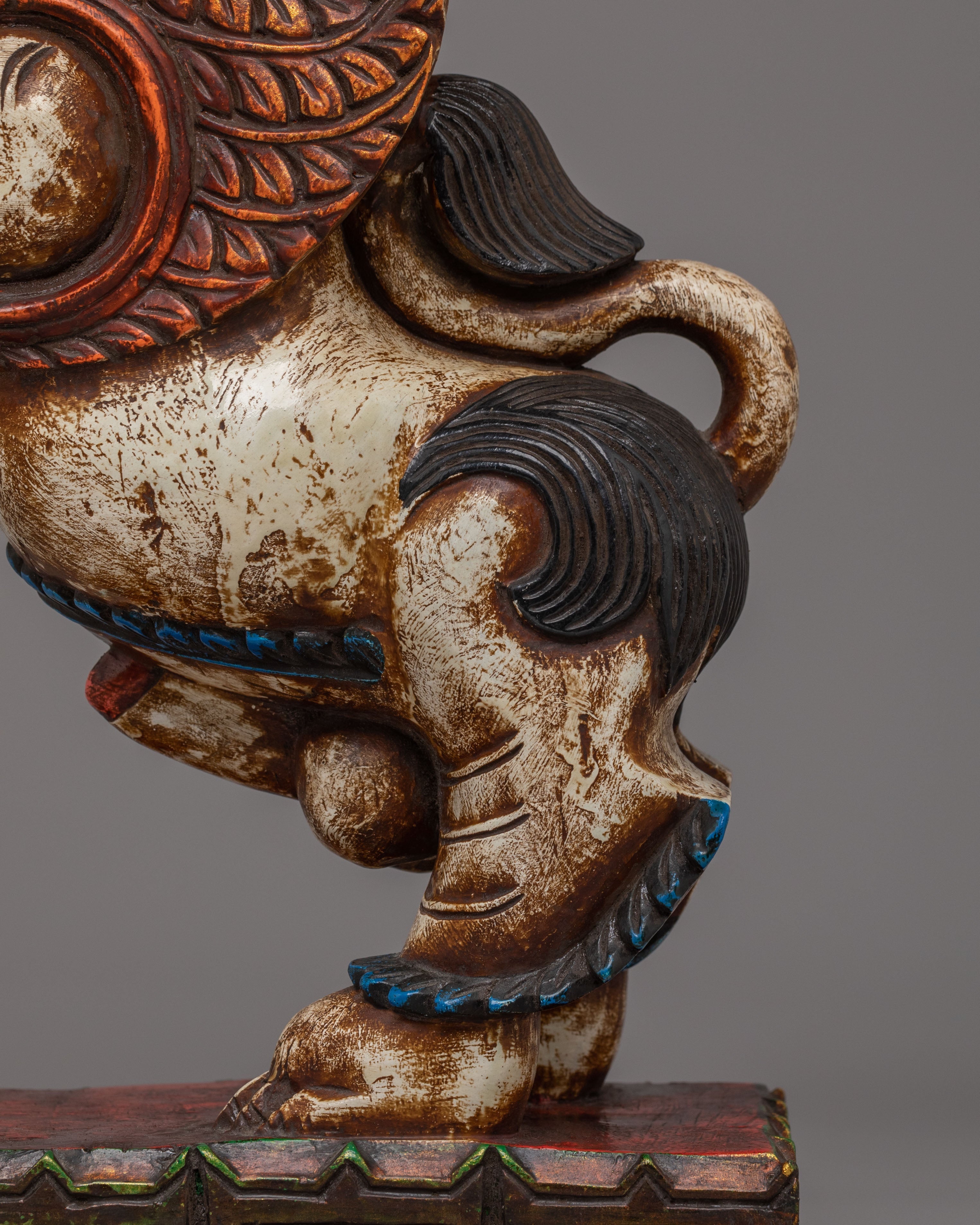 Handcrafted Sacred Guardian Lion Set | Wooden Lion Statue Set