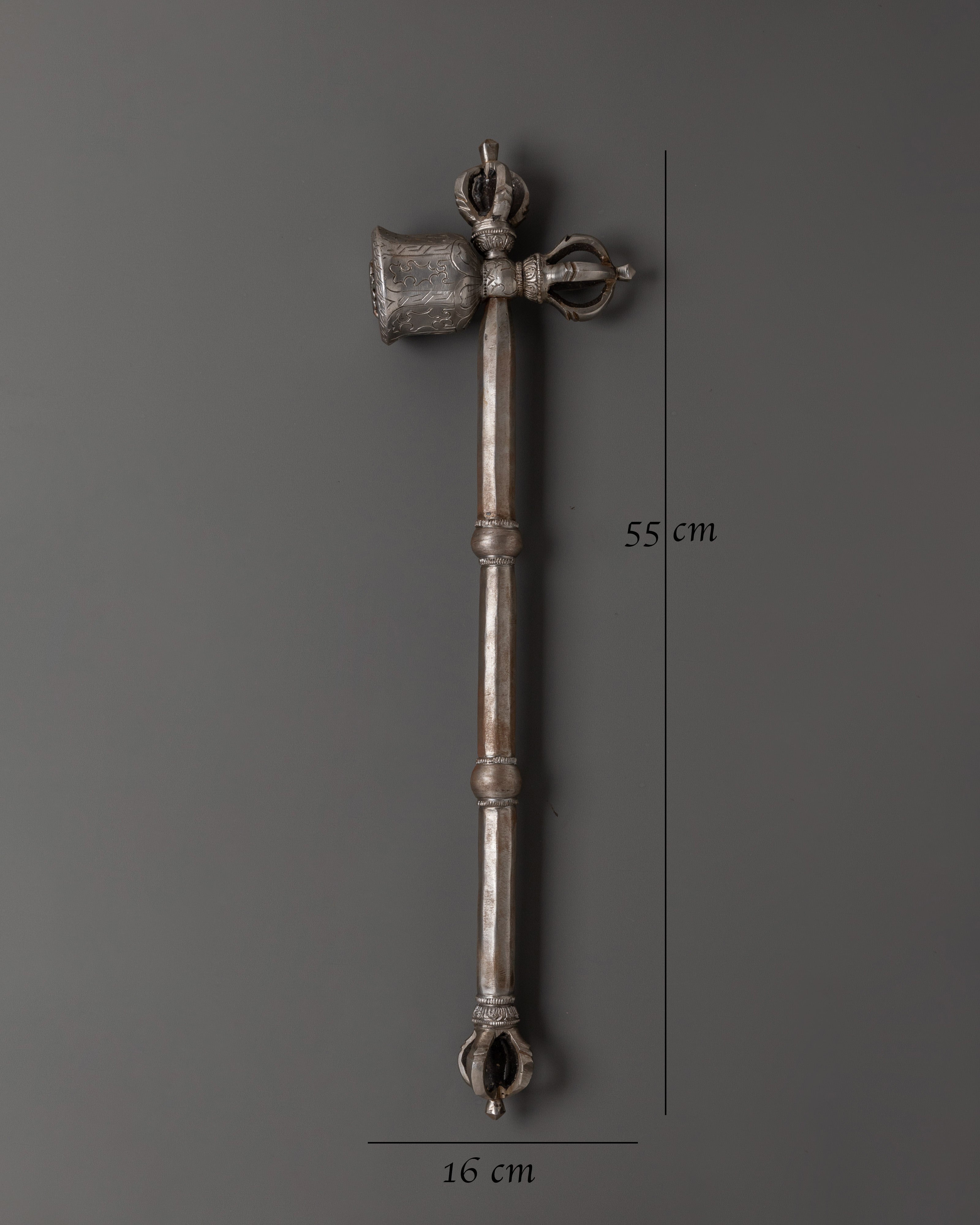 Tibetan Ritual Hammer | Handcrafted Iron Vajra Bell and Dorje Mallet