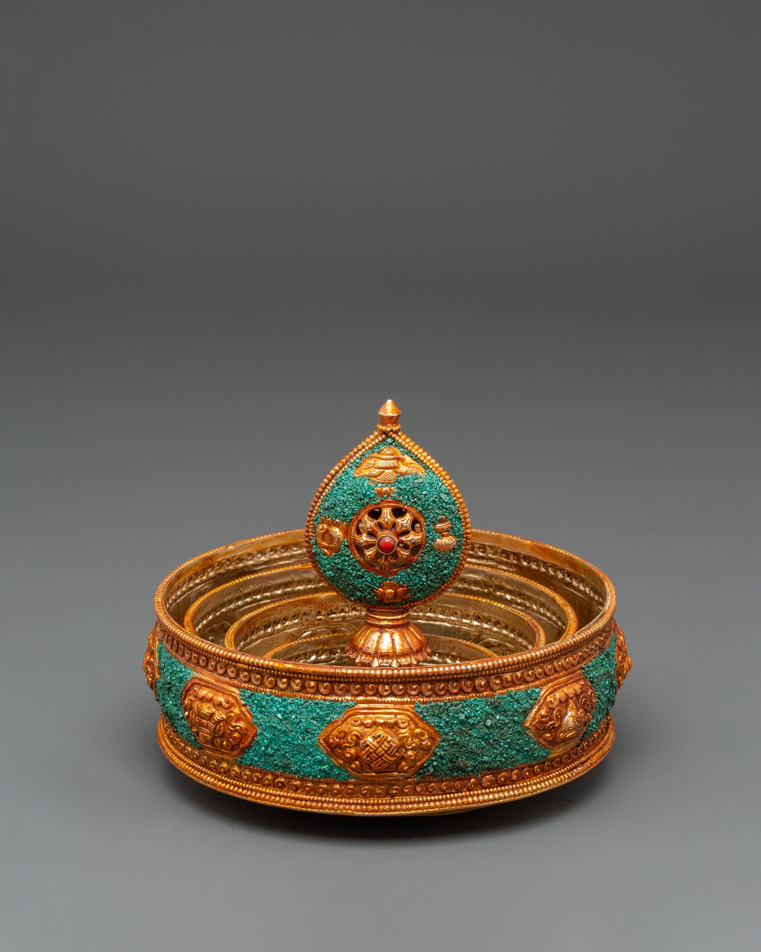 Sacred Traditional Gold Plated Mandala | Tibetan Buddhist Sacred Art Sculpture