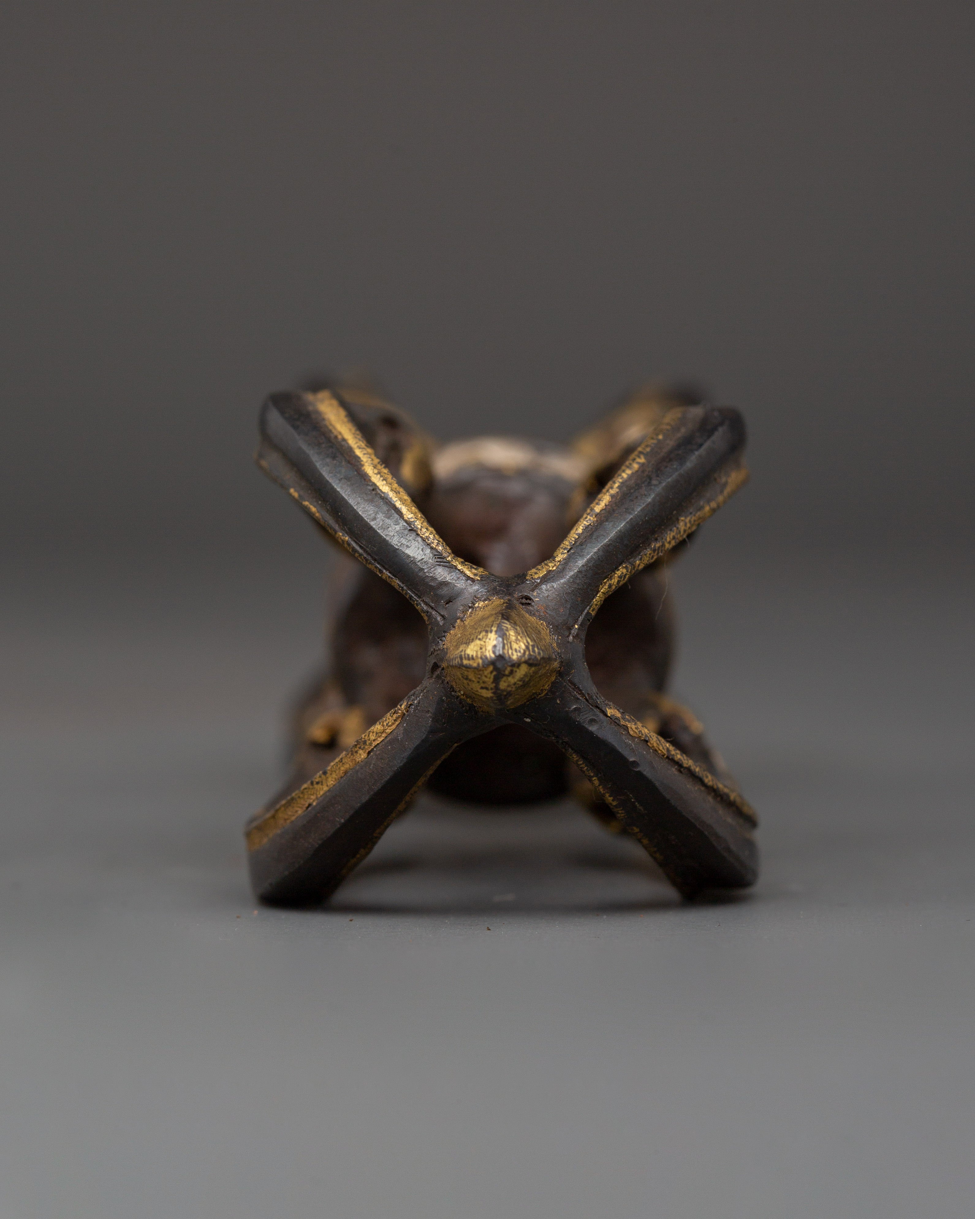 Silver Inlaid Tibetan Vajra | Handcrafted Ritual Scepter for Meditation