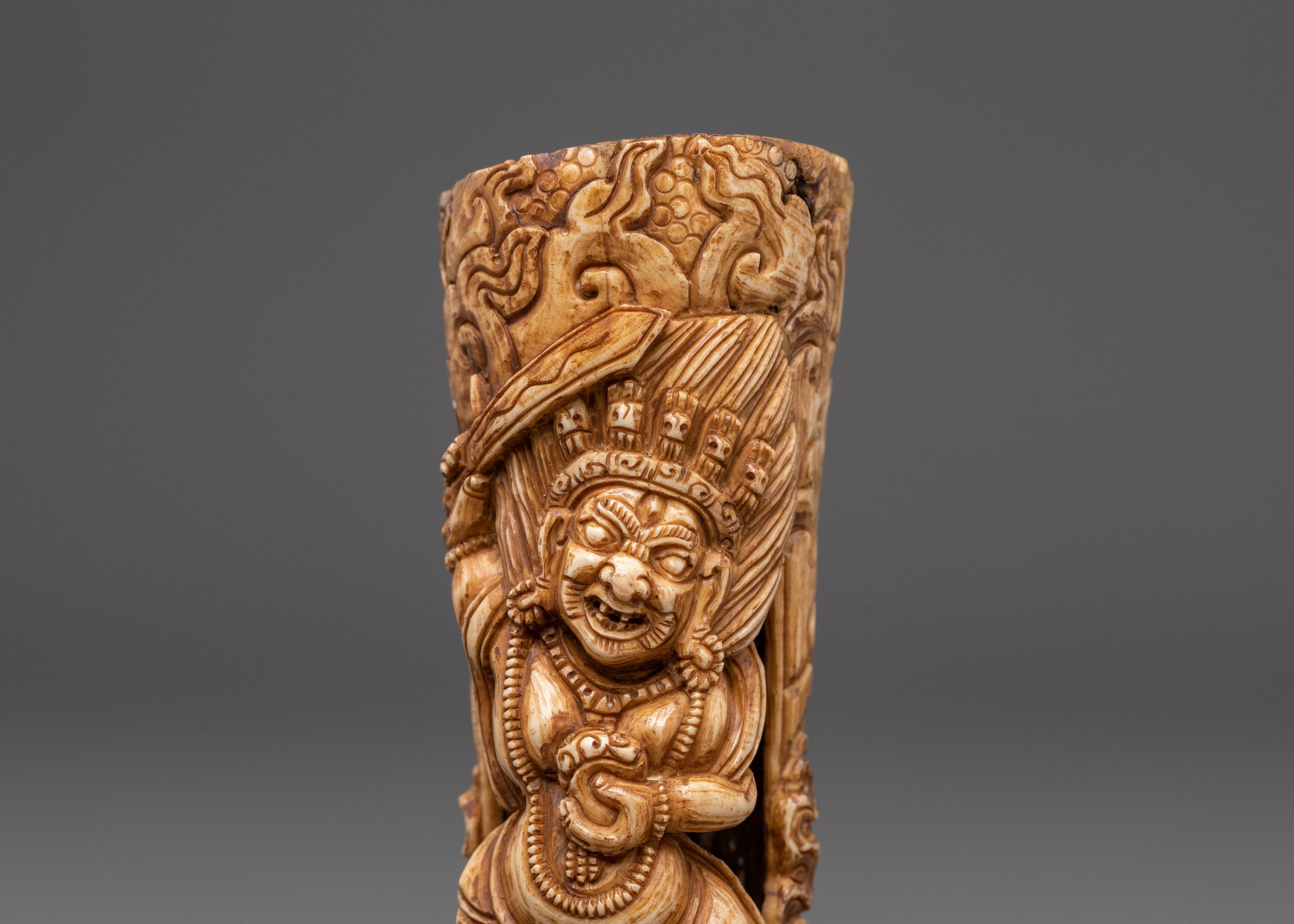 Hand Carved Buddhist Mahakala Bone | Protector of Dharma
