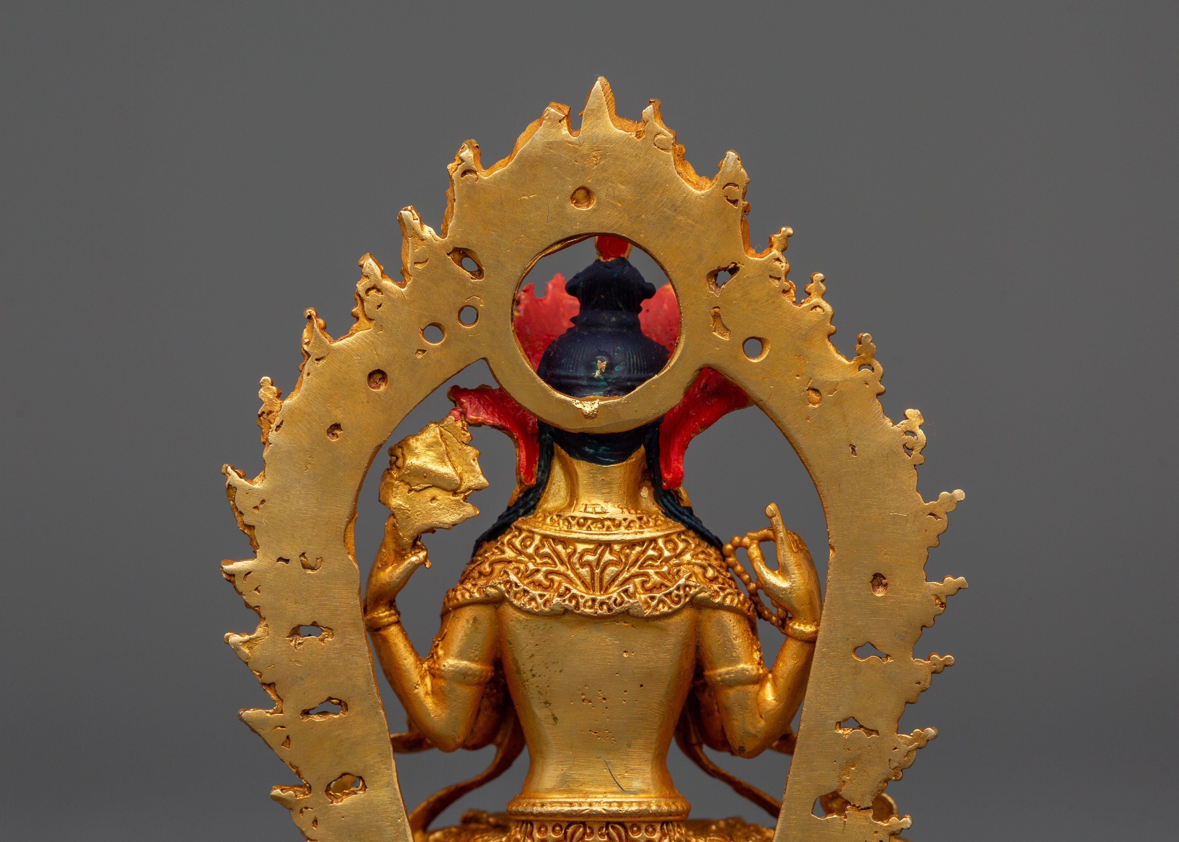 Gold Plated Chenrezig Statue in copper | Tibetan Bodhisattva of Compassion