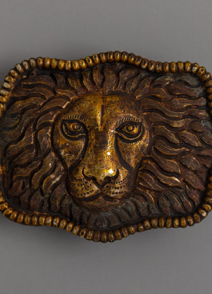 Gold-Plated Lion Head Belt Buckle | A Symbol of Strength and Elegance