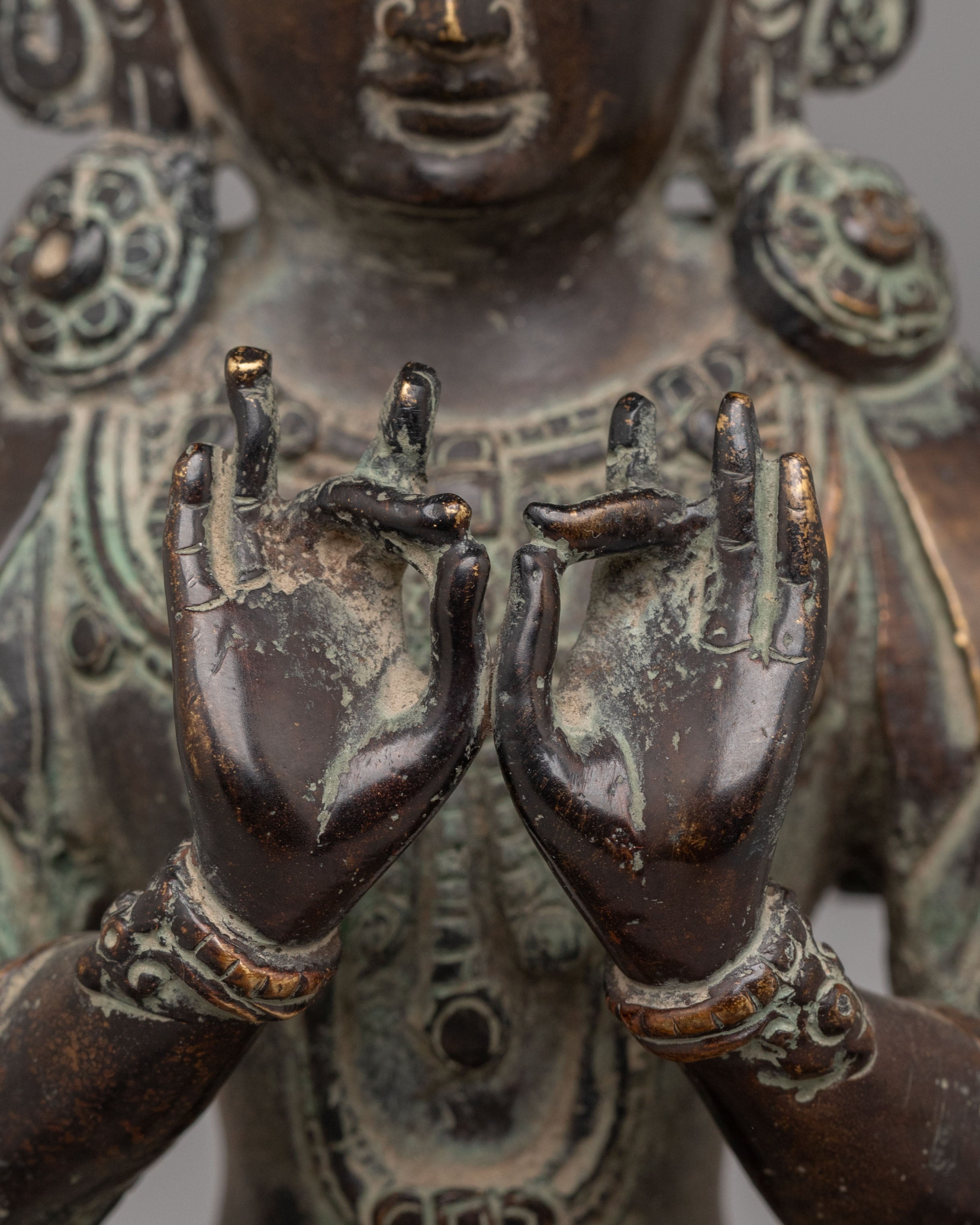 Traditional Akasagarbha Statue | Oxidized Copper Buddhist Sculpture
