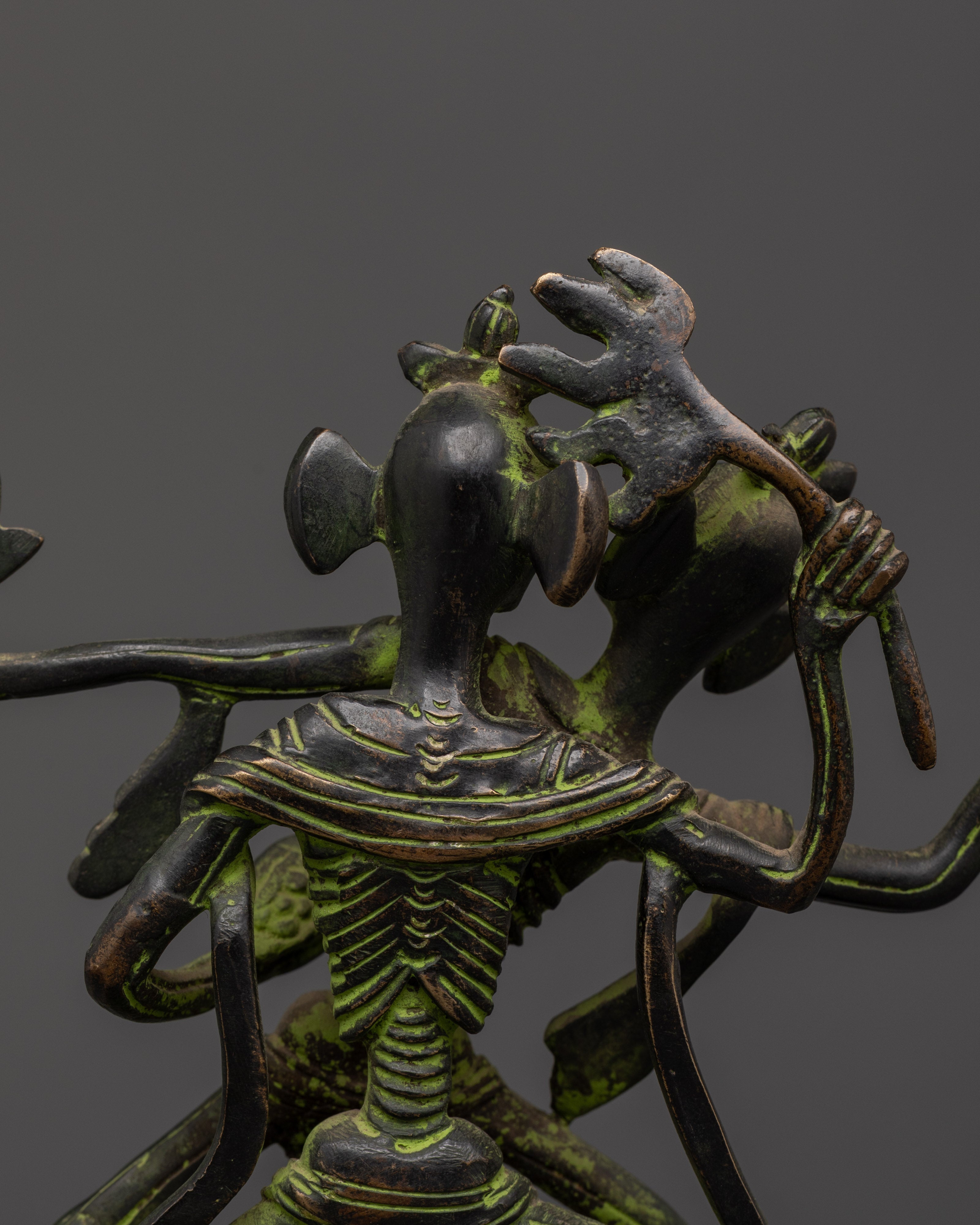 Oxidized Brass Chitipati Statue | Dancing Skeleton Deities of Impermanence