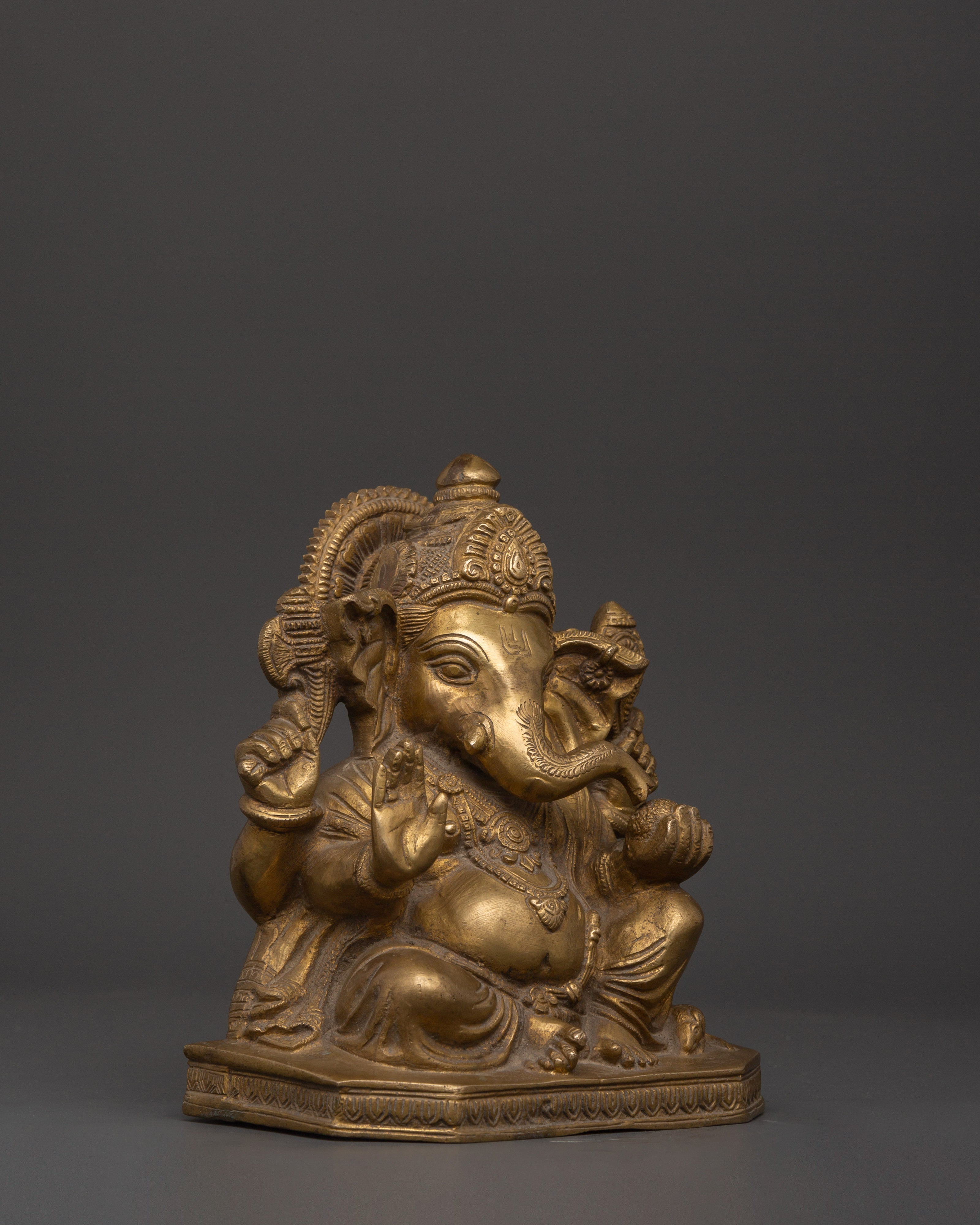 Sacred Ganesha Sculpture | Hindu Deity of Wisdom & Prosperity