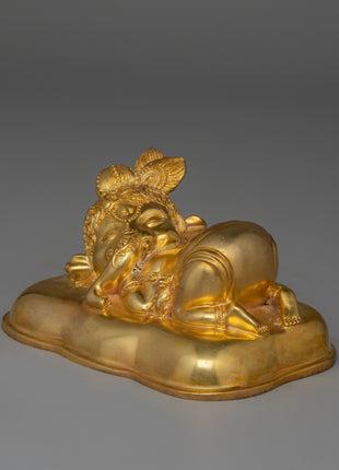 Elegant Gold-Plated Ganesha Statue | Sleeping Ganesh Sculpture