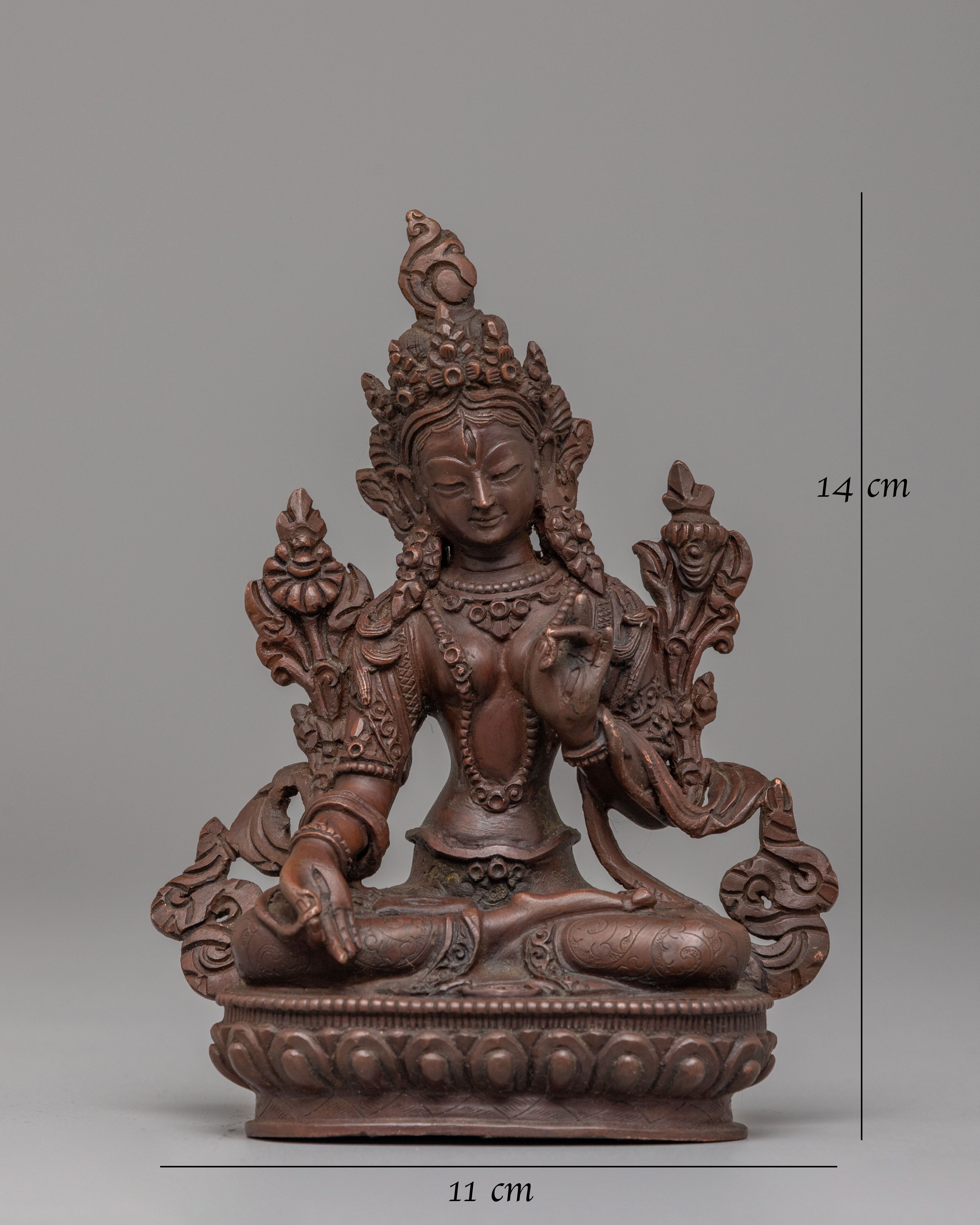 Himalayan White Tara Sculpture | Handcrafted Oxidized Copper Statue for Meditation