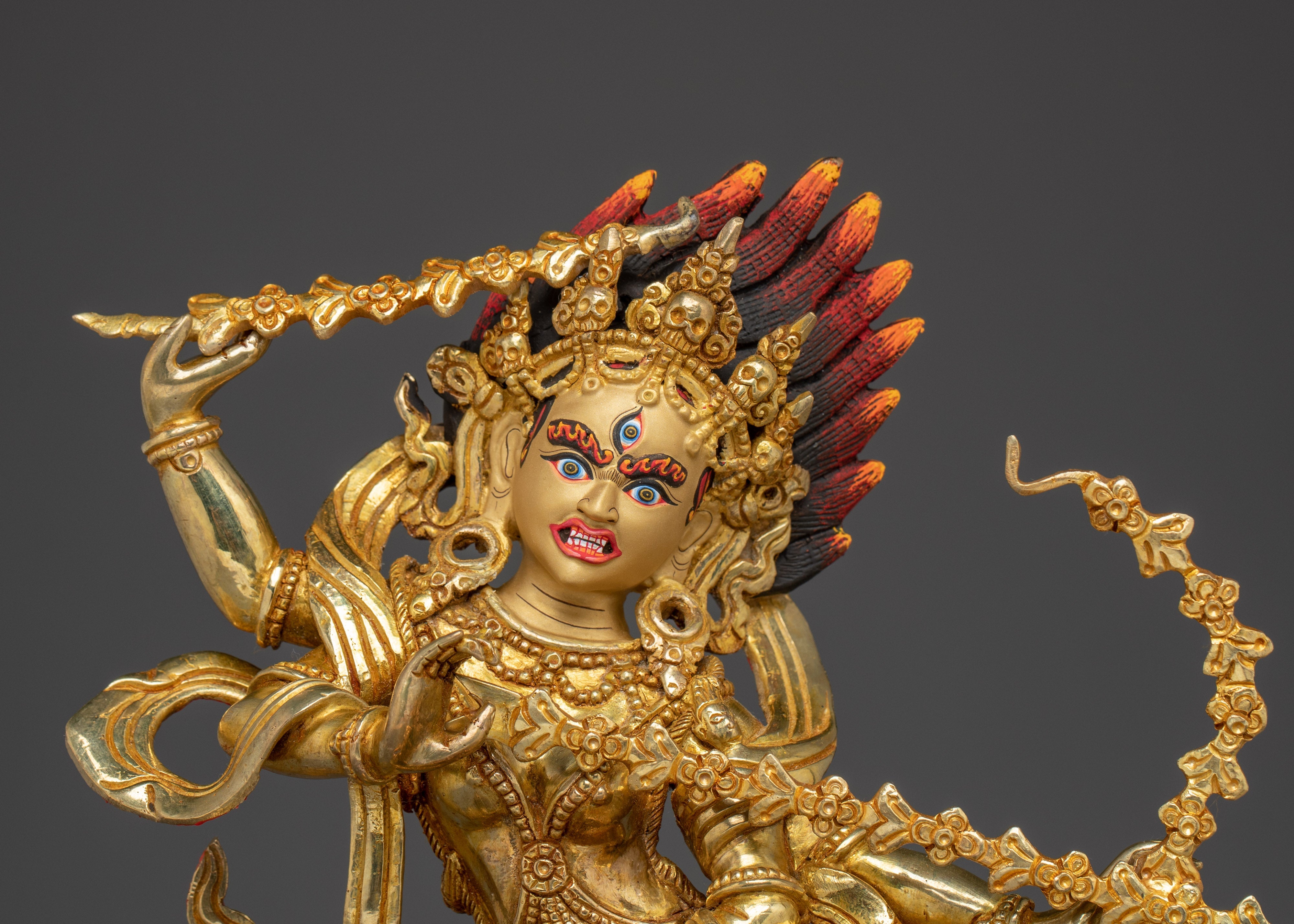 Goddess of Magnetism Kurukulla Statue | Tibetan Copper Gold Plated Deity