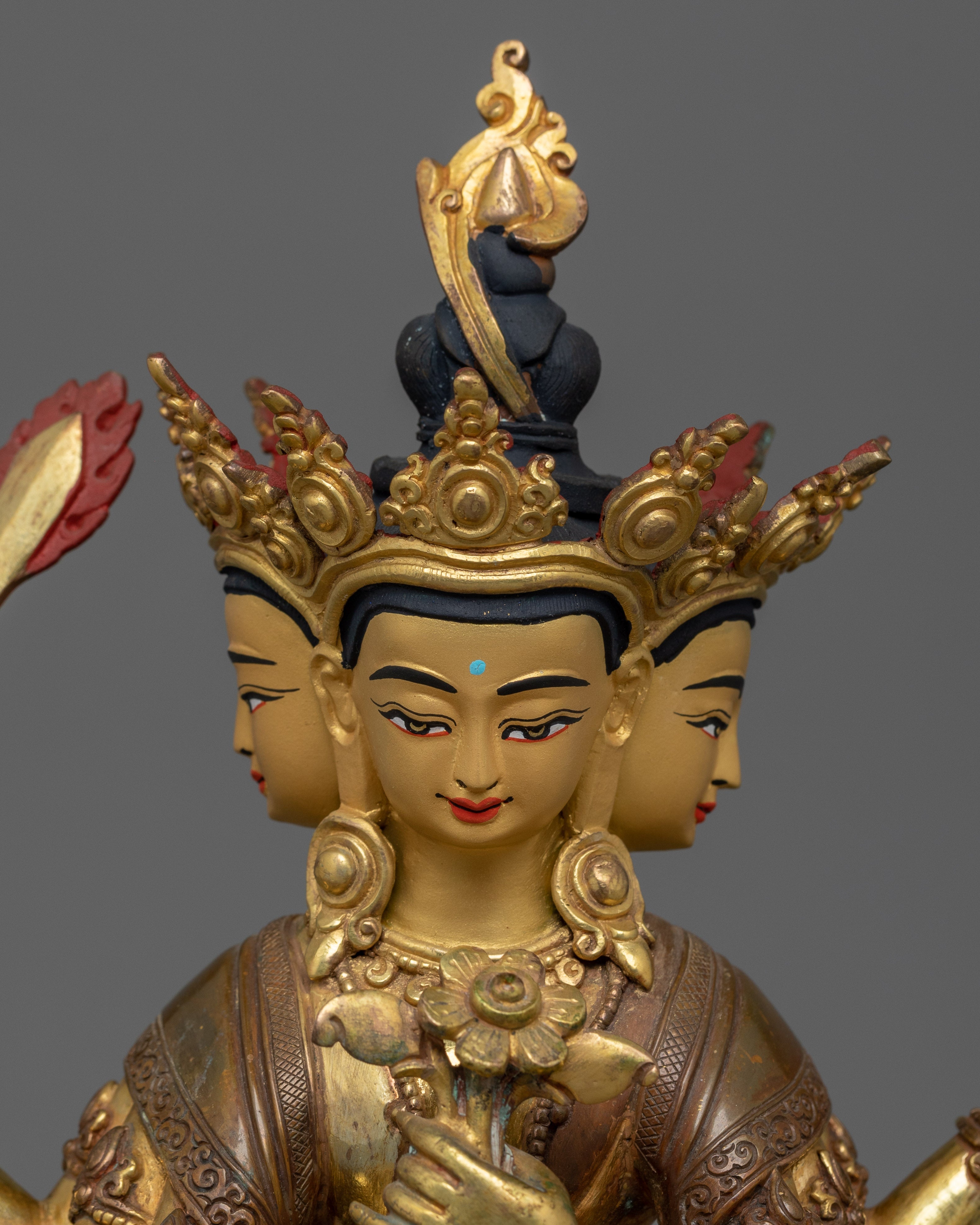 24K Gold Gilded Maha Manjushri Statue |  The Embodiment of Transcendent Wisdom