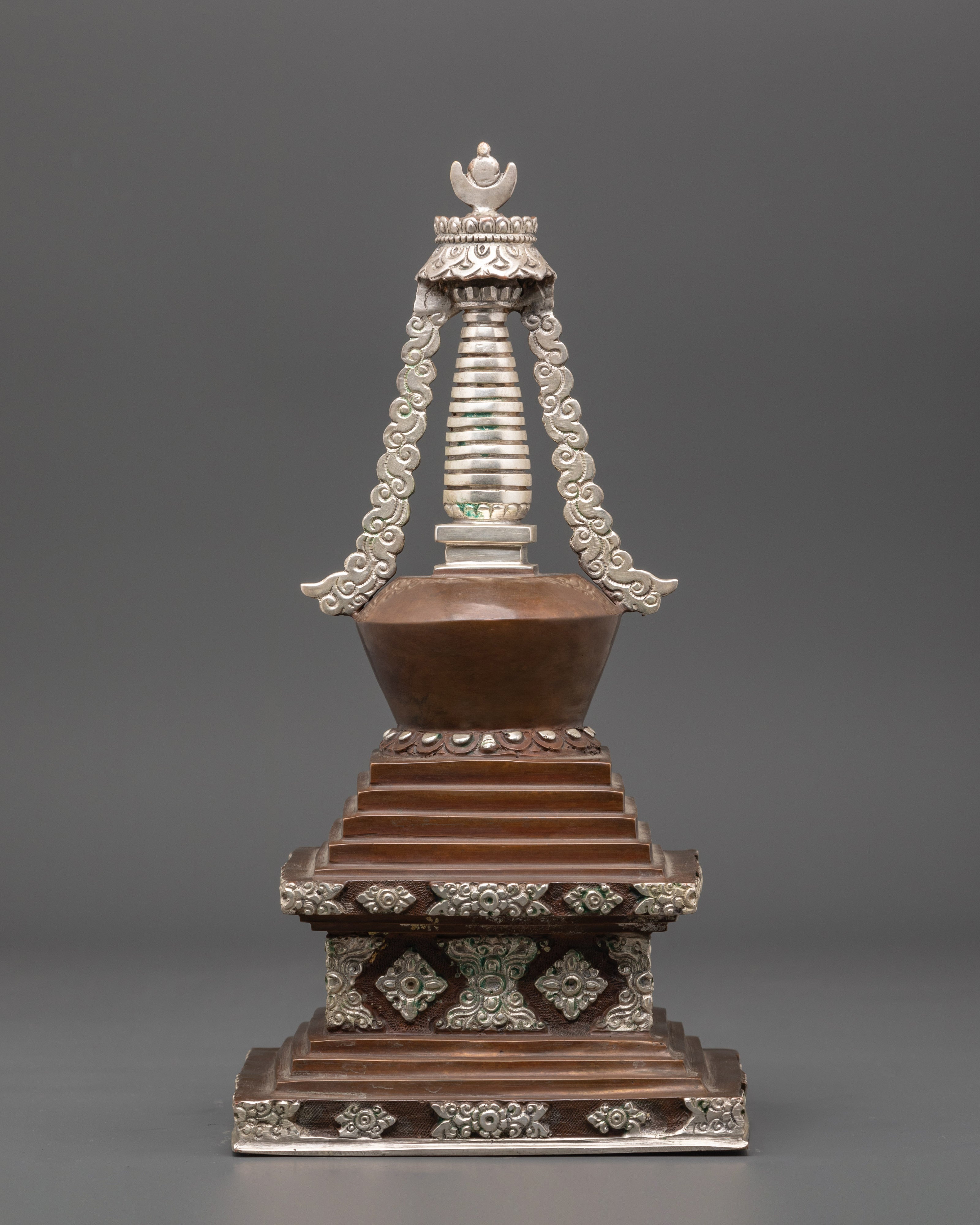 Oxidized Copper Tibetan Buddhist Stupa | Symbol of Mindfulness