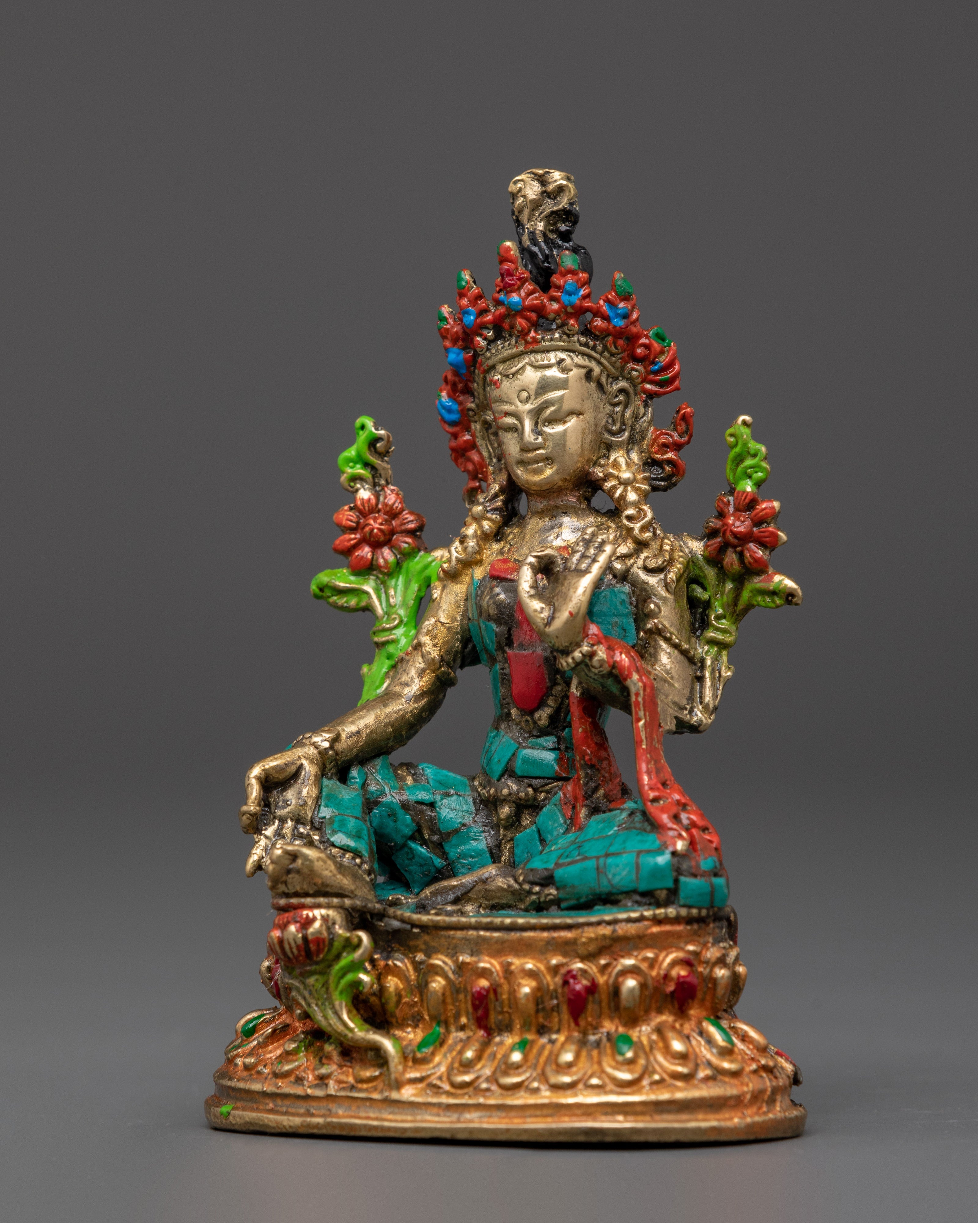 Handcrafted Green Tara Buddhist Deity | Meditation and Home Decor