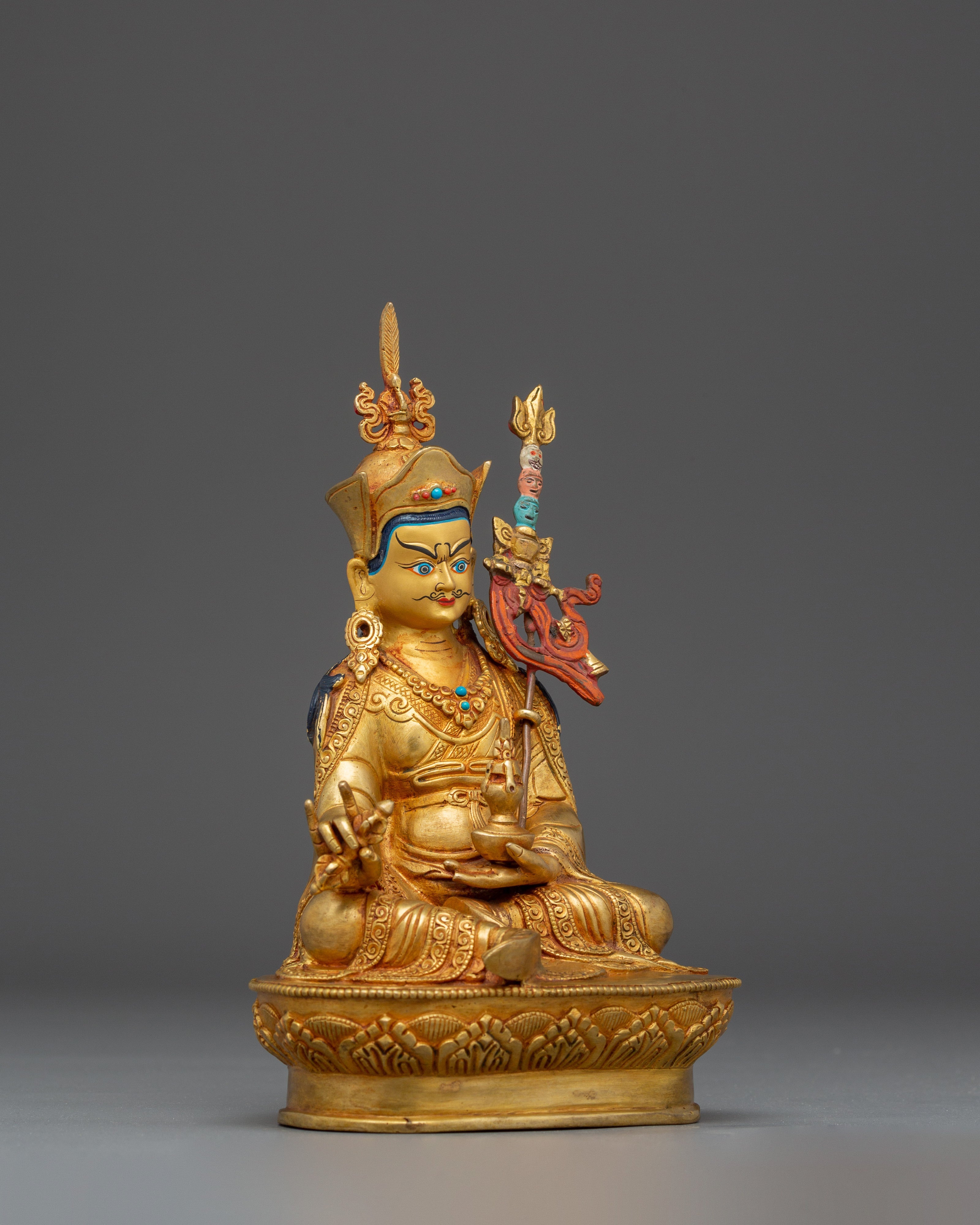 Sacred Statue of Lotus-Born Guru Rinpoche | Handcrafted Tibetan Buddhist Art