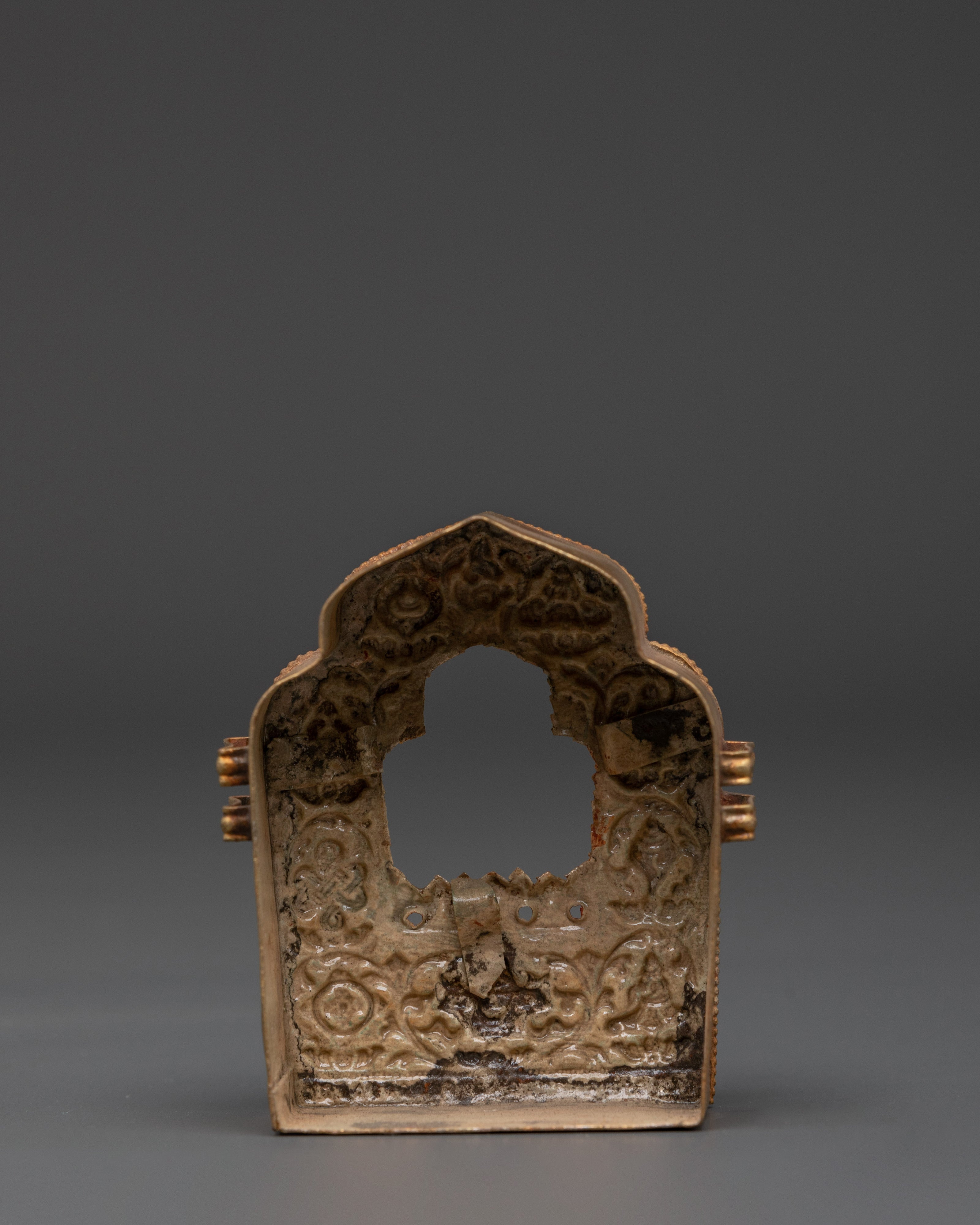 Handmade Spiritual Tibetan Ghau Box | Copper Gold Plated Ritual Box