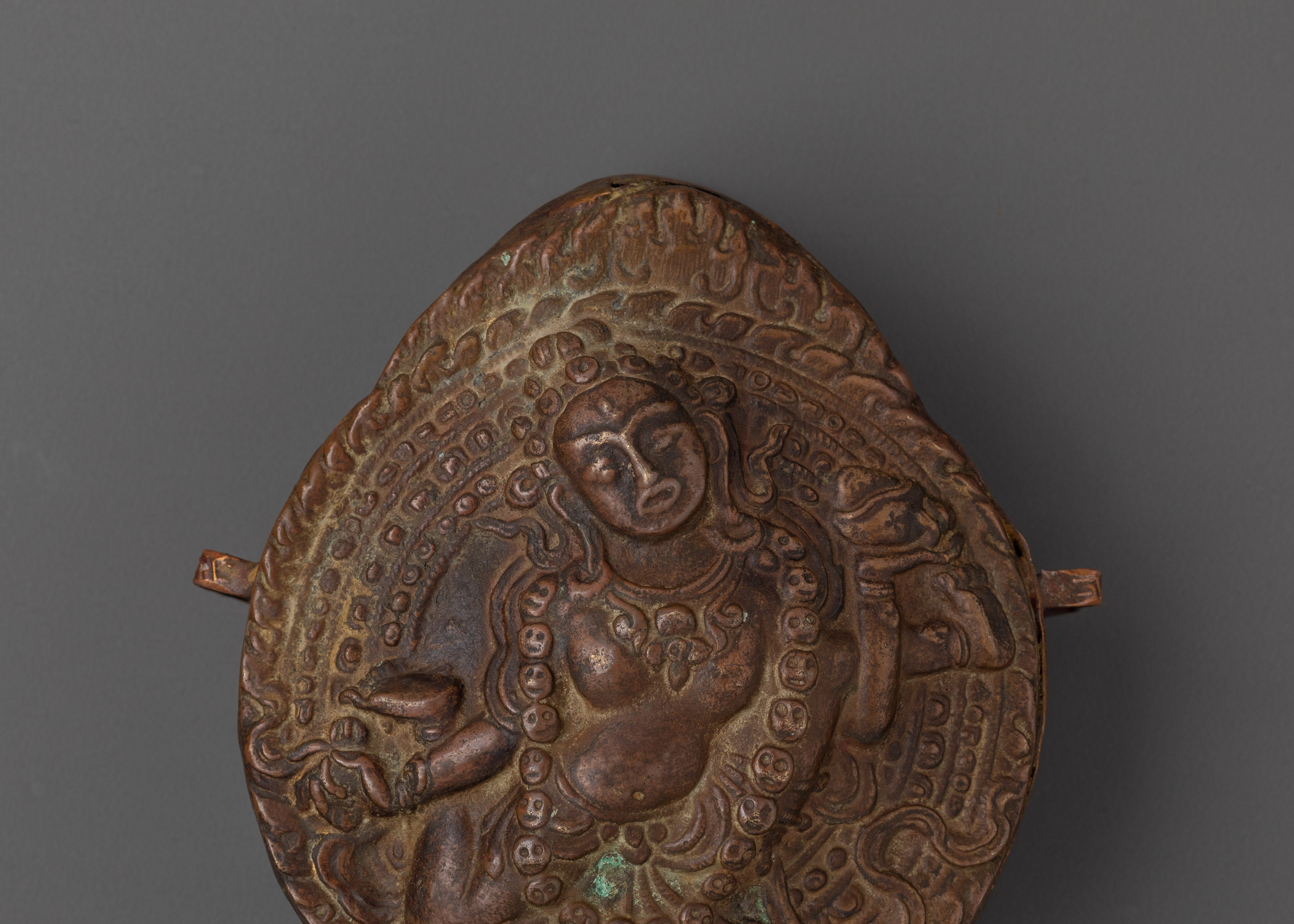 Tibetan Copper Ghau Amulet | Buddhist Gau Box with Goddess Relief