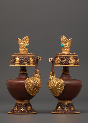 Gold-Plated Bhumba Ritual Set with Turquoise