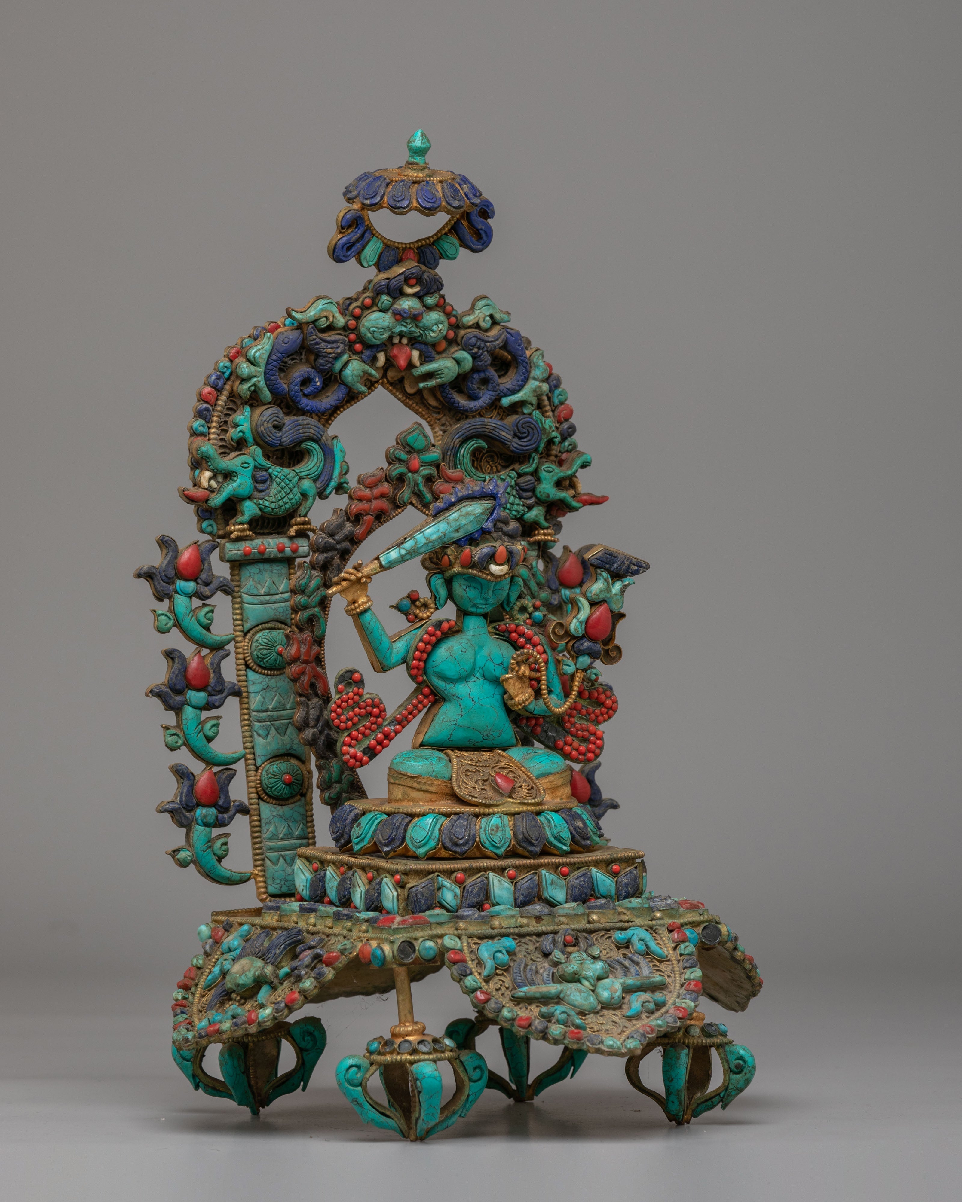 Manjushri Wisdom Statue | Handcrafted Copper Sculpture with Filigree Work