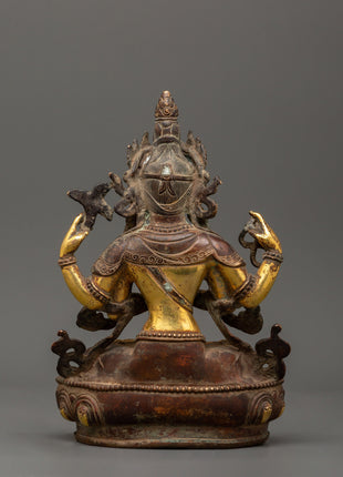 Chenrezig Oxidized Copper Statue | The Buddha of Infinite Compassion