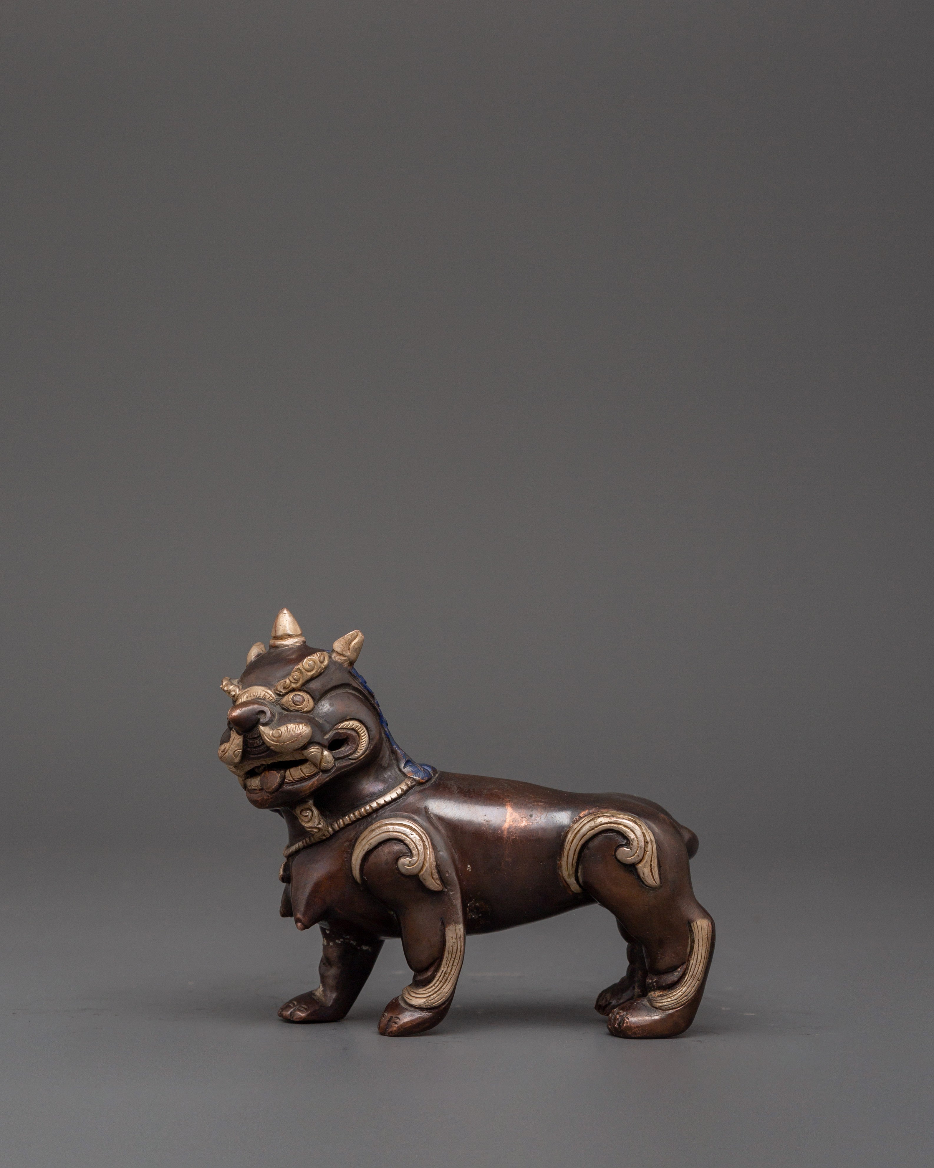 Tibetan Snow Lion Statue Set | Handcrafted Buddhist Guardian Figures