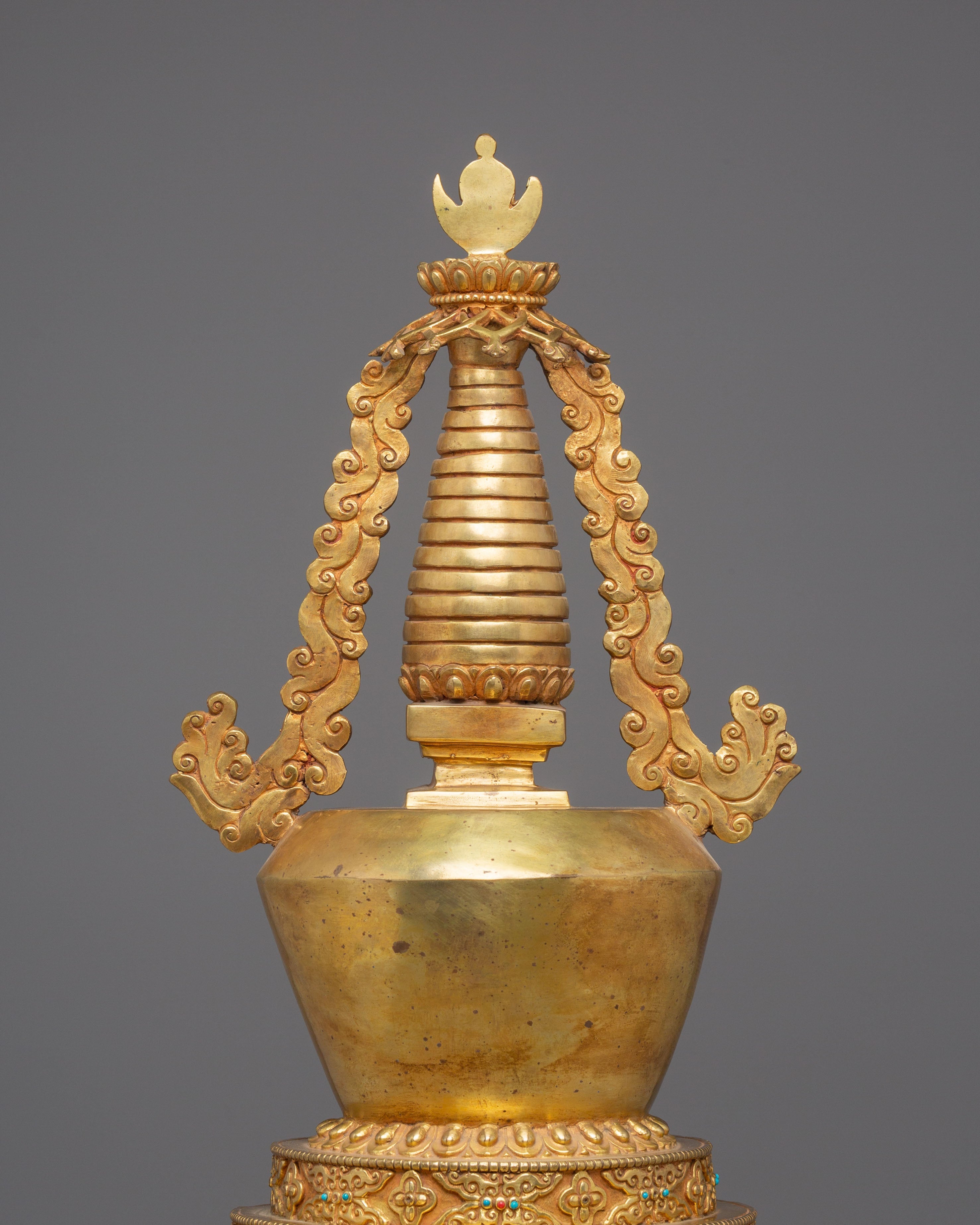 Enlightenment Symbol Stupa | Gold-Plated Buddhist Statue for Meditation