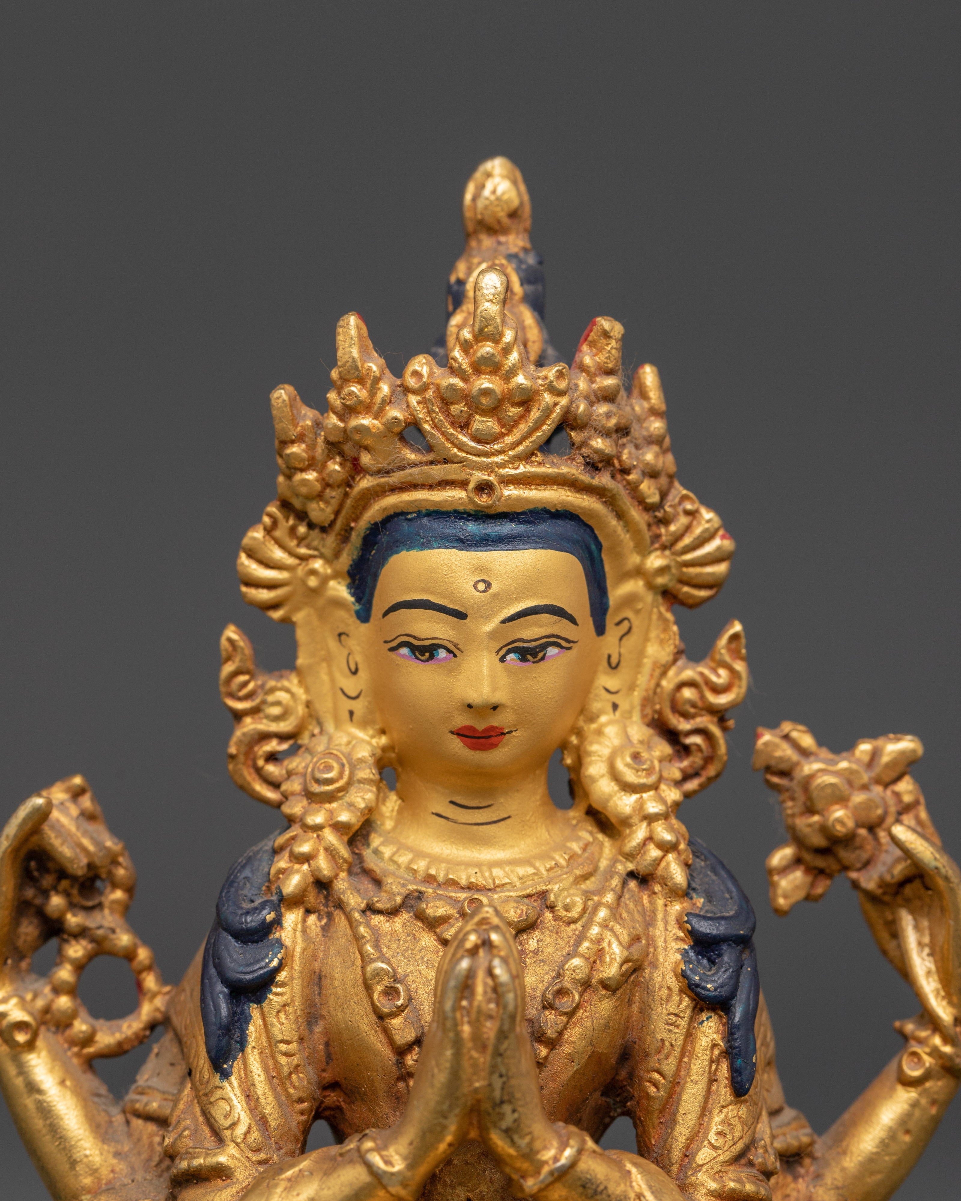 Compassion Lord Four-Armed Chenrezig Statue | Handcrafted Buddhist Sculpture