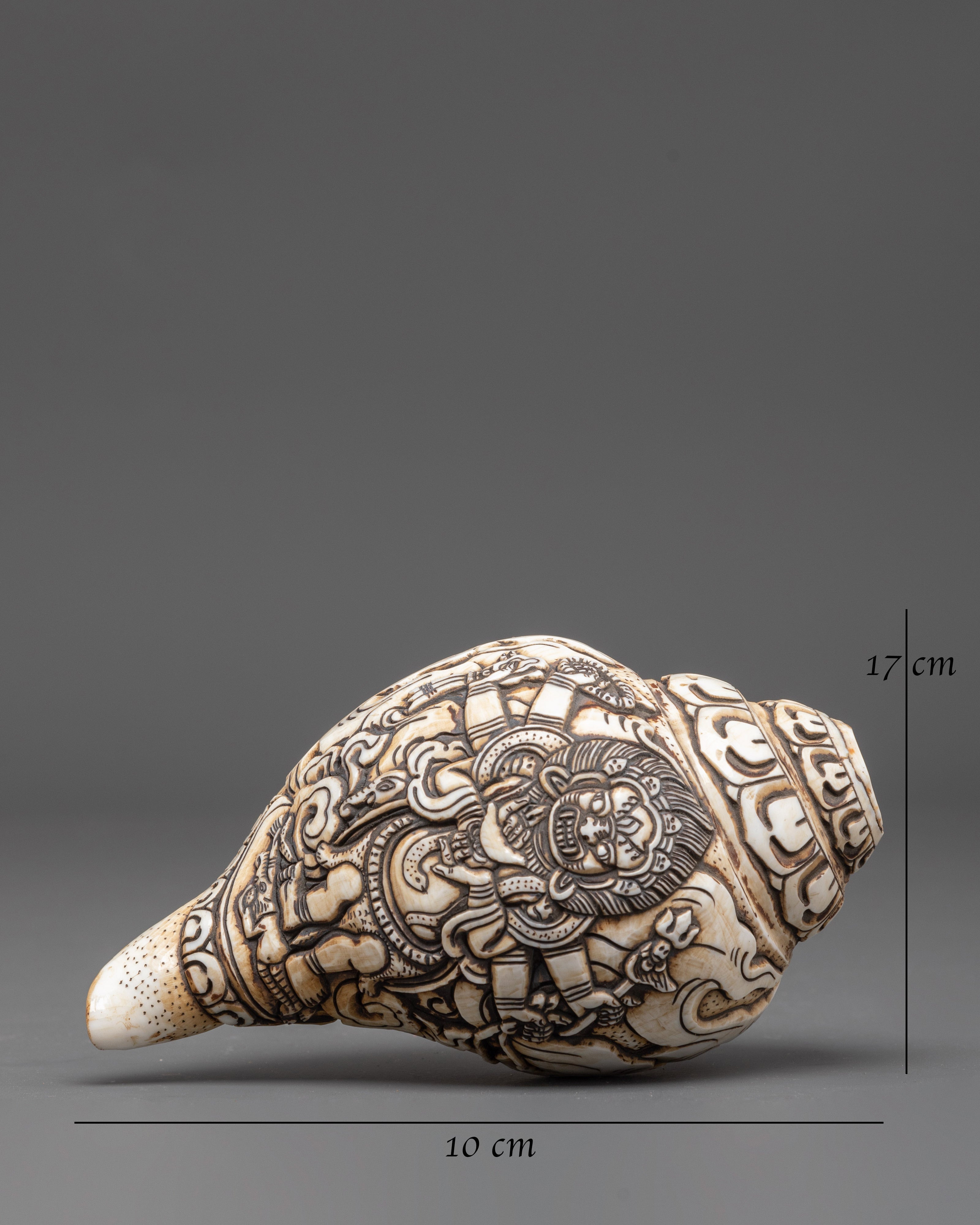 Hand Craved Six Armed Mahakala Conch | Symbol of Wisdom