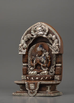 Chenrezig Oxidized Handmade Sculpture | Himalayan Sacred Shrine Artwork