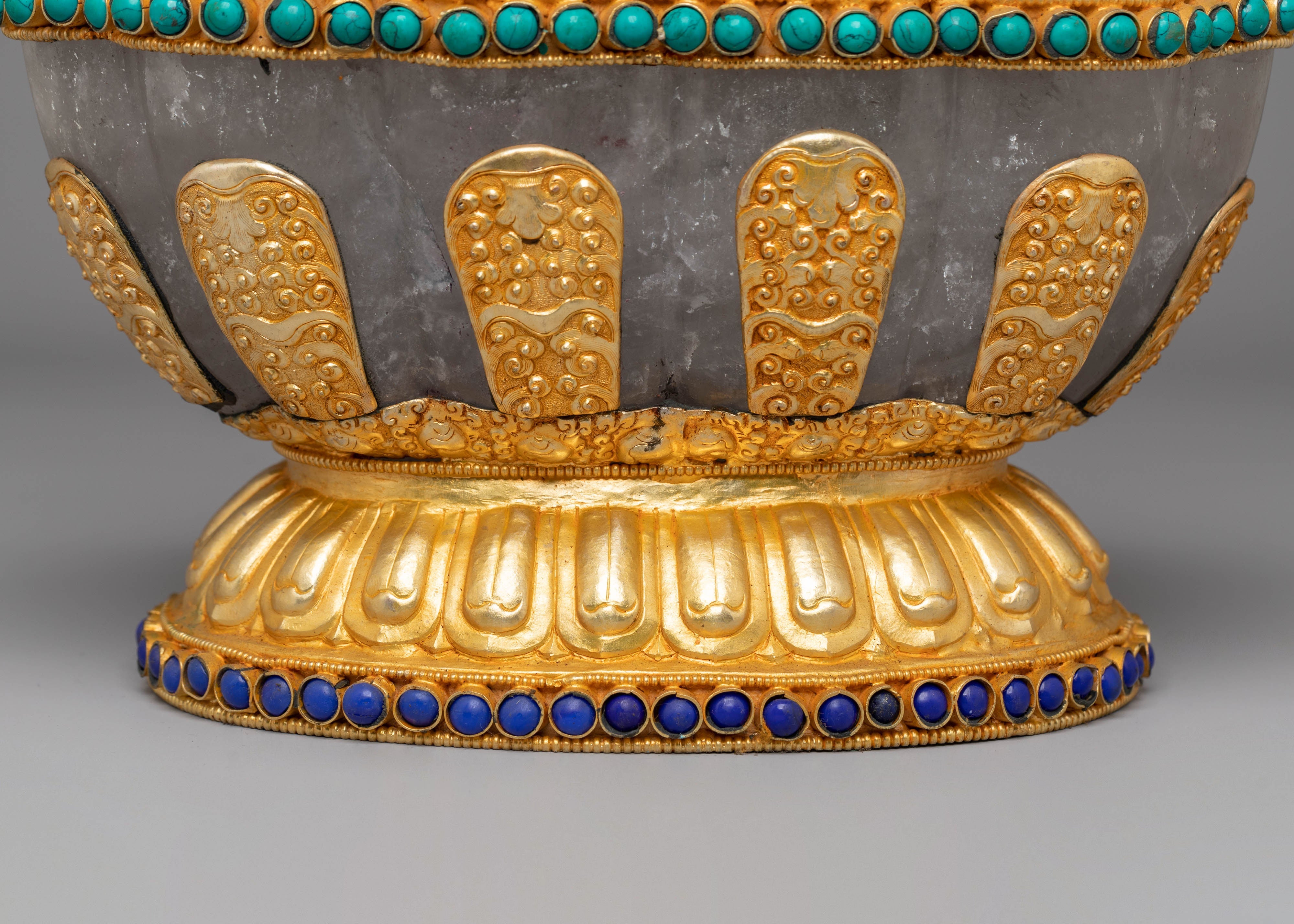 Electro Gold Plated Rice Pot for Offering | Tibetan Buddhist Ritual Tool