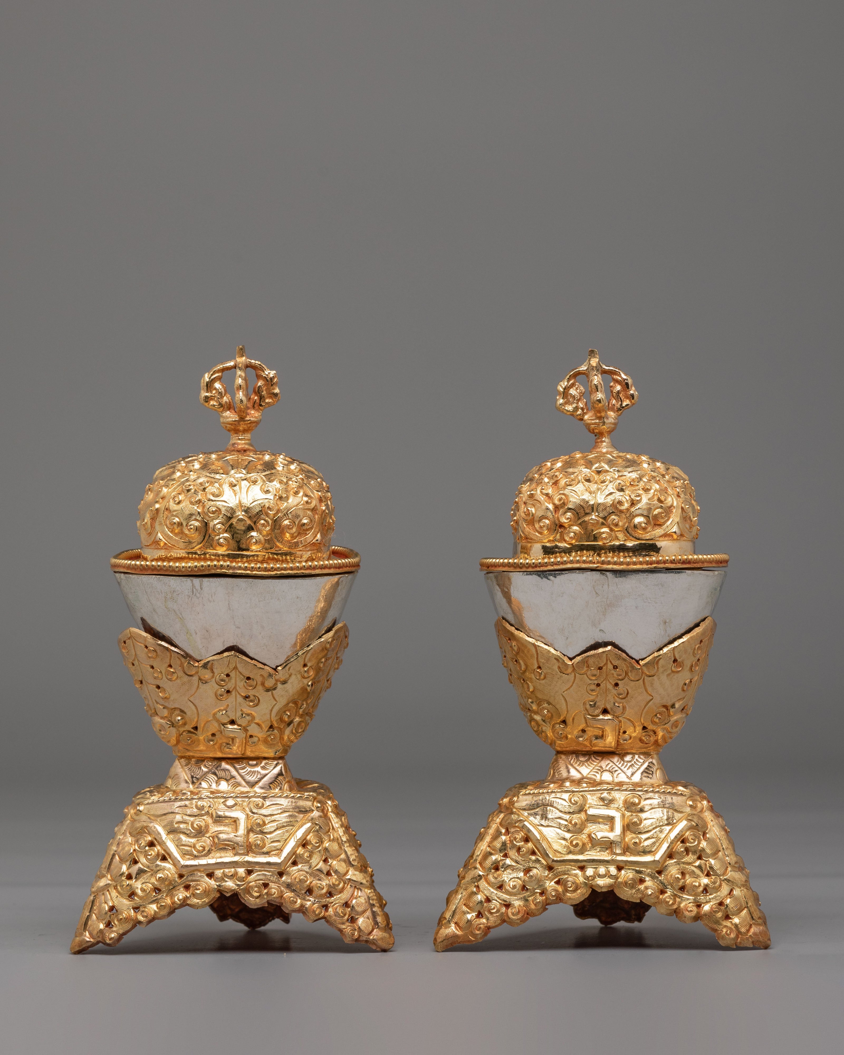 Ceremonial Ritual Kapala Set | Sacred Offering Vessels