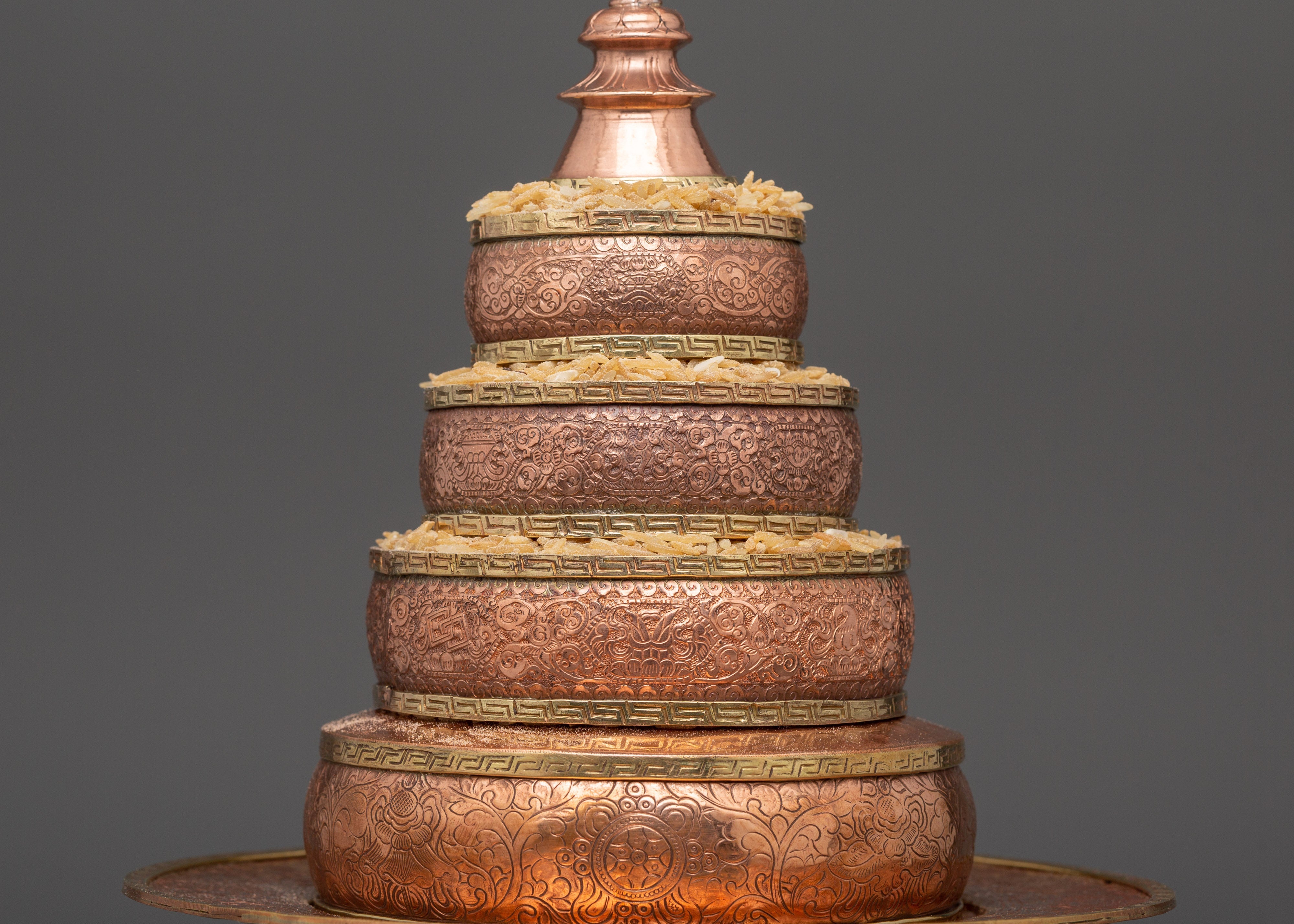 Copper Mandala Offering Set with Brass | Buffed Finish with Brass Accents