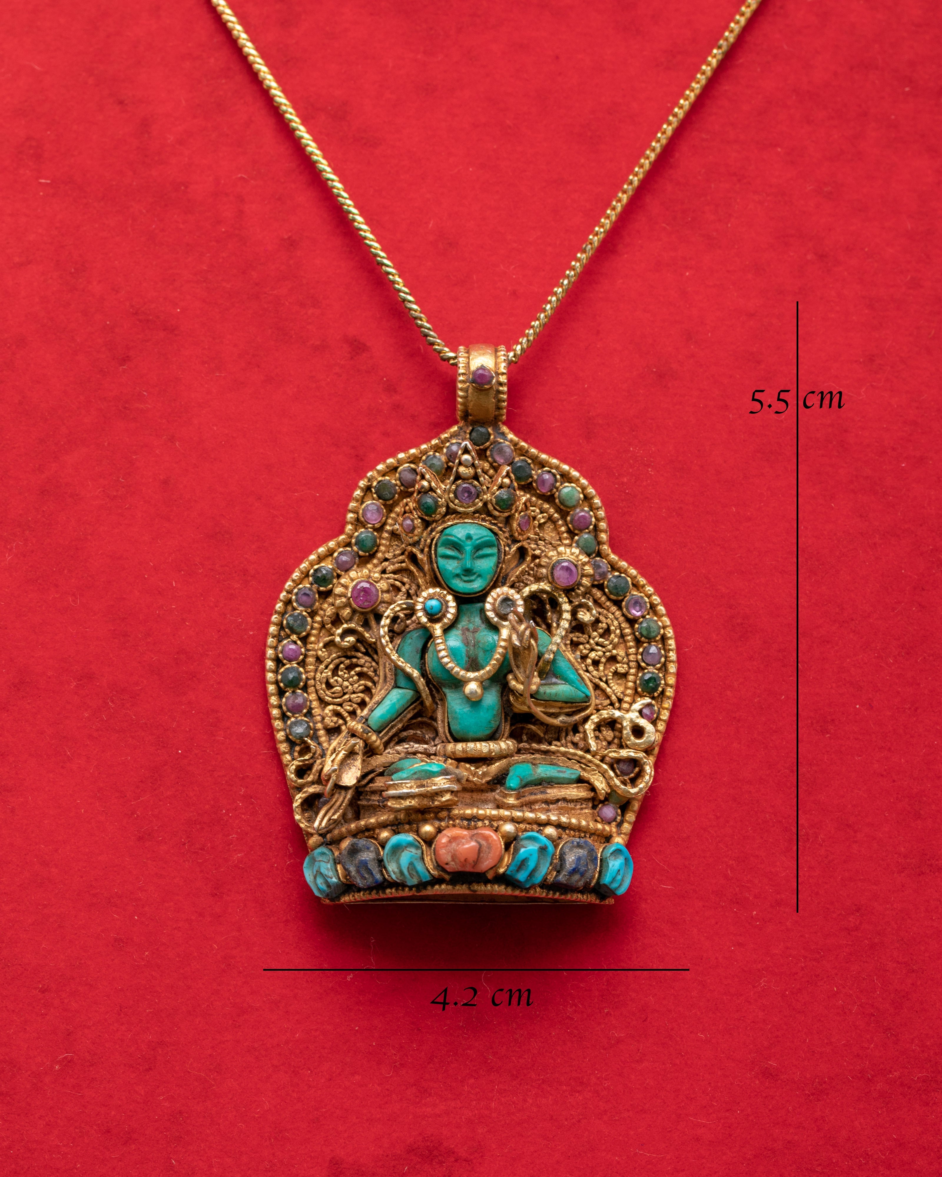 Spiritual Green Tara Amulet Pendant | Tibetan Buddhist Protection Jewelry