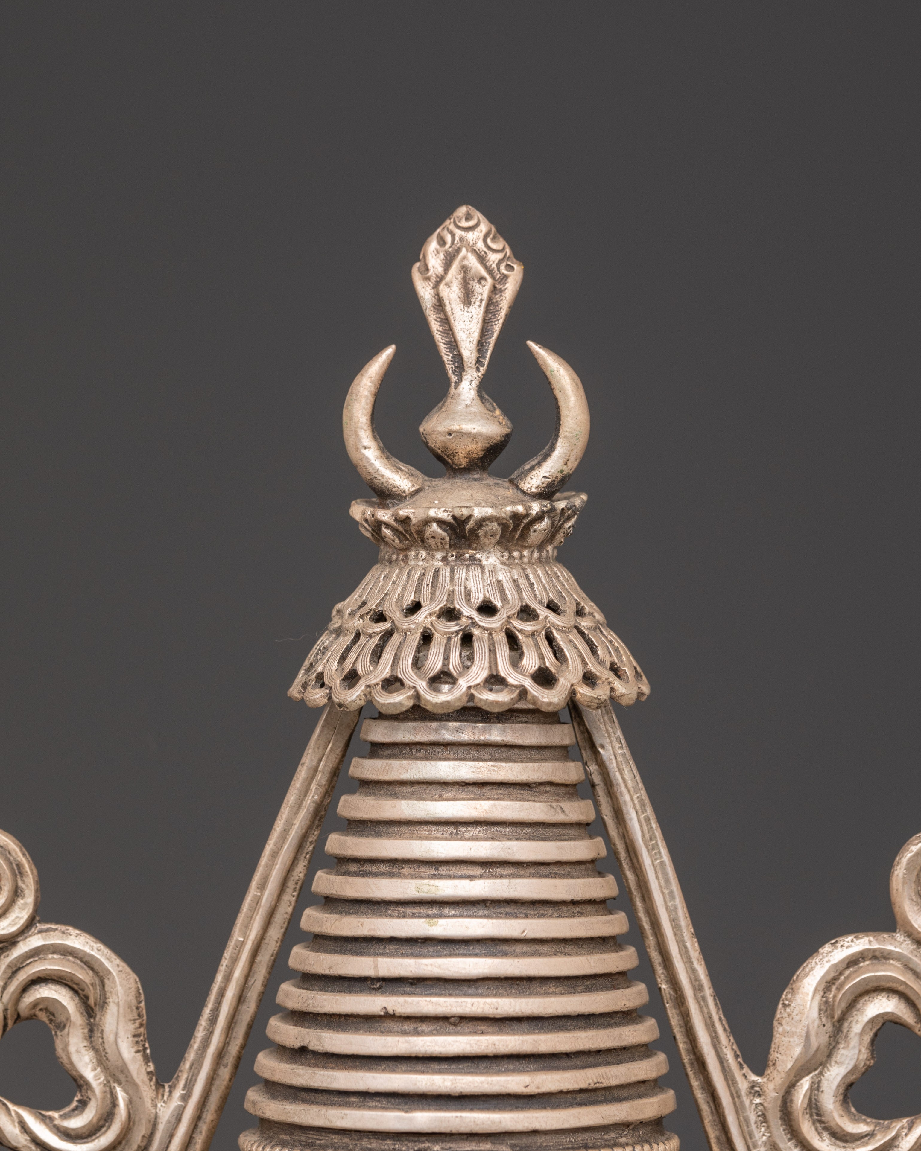 Copper Stupa with Silver Plating | Spiritual Home Decor