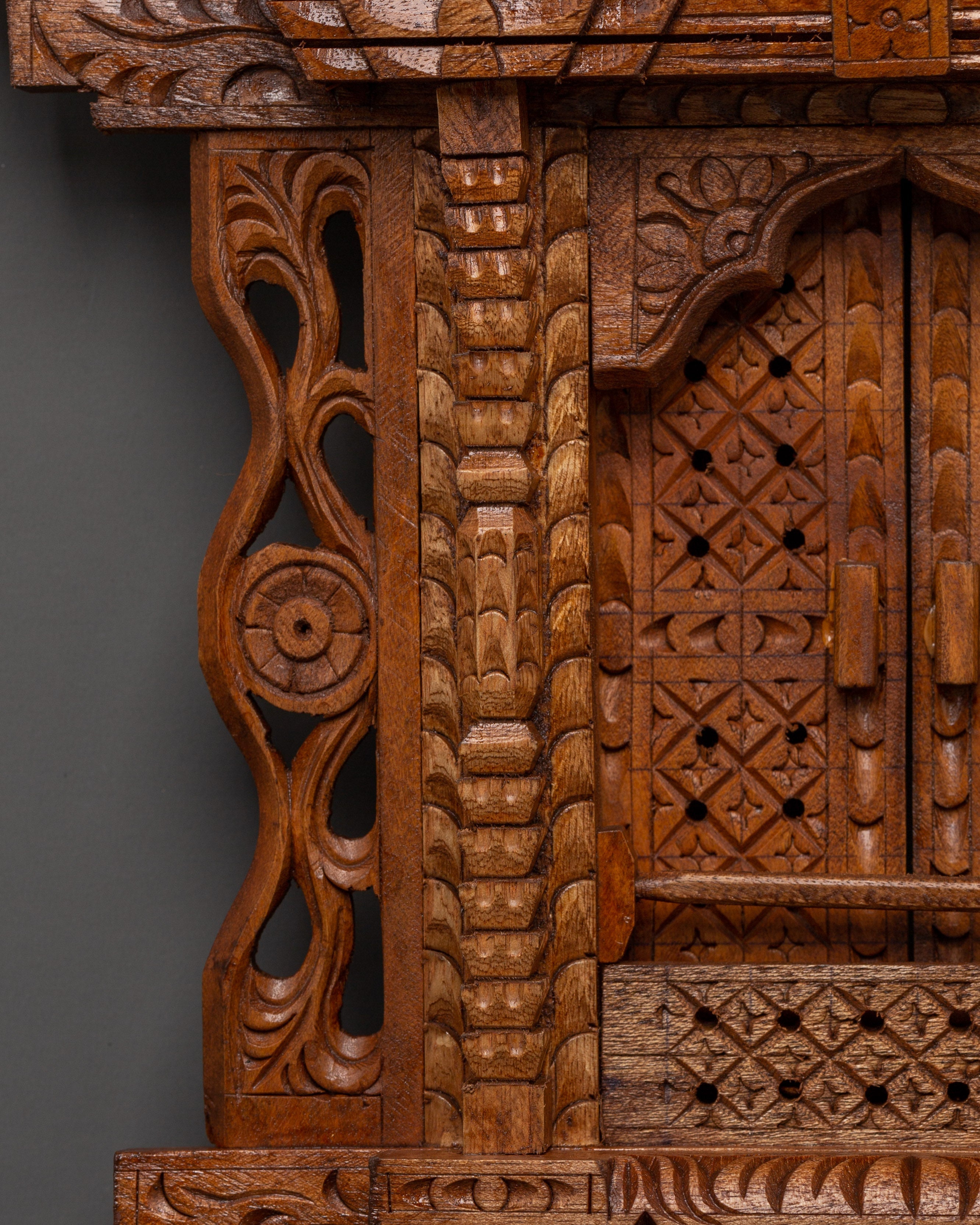 Tibetan Handcarved Wall Hanging Decor | Wooden Art for Meditation Spaces