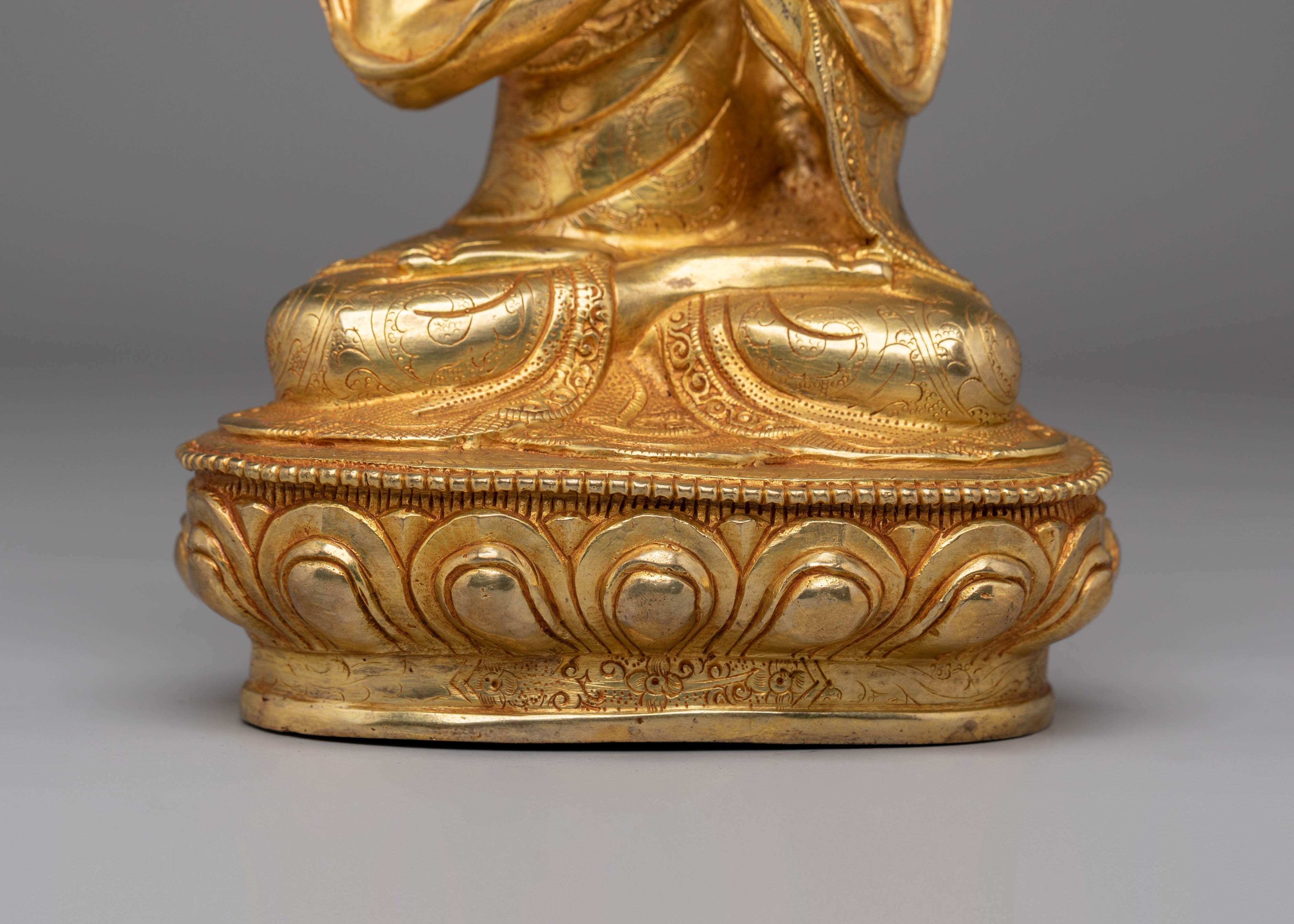 Tsongkhapa Handcrafted Copper Statue | Traditional Tibetan Artwork