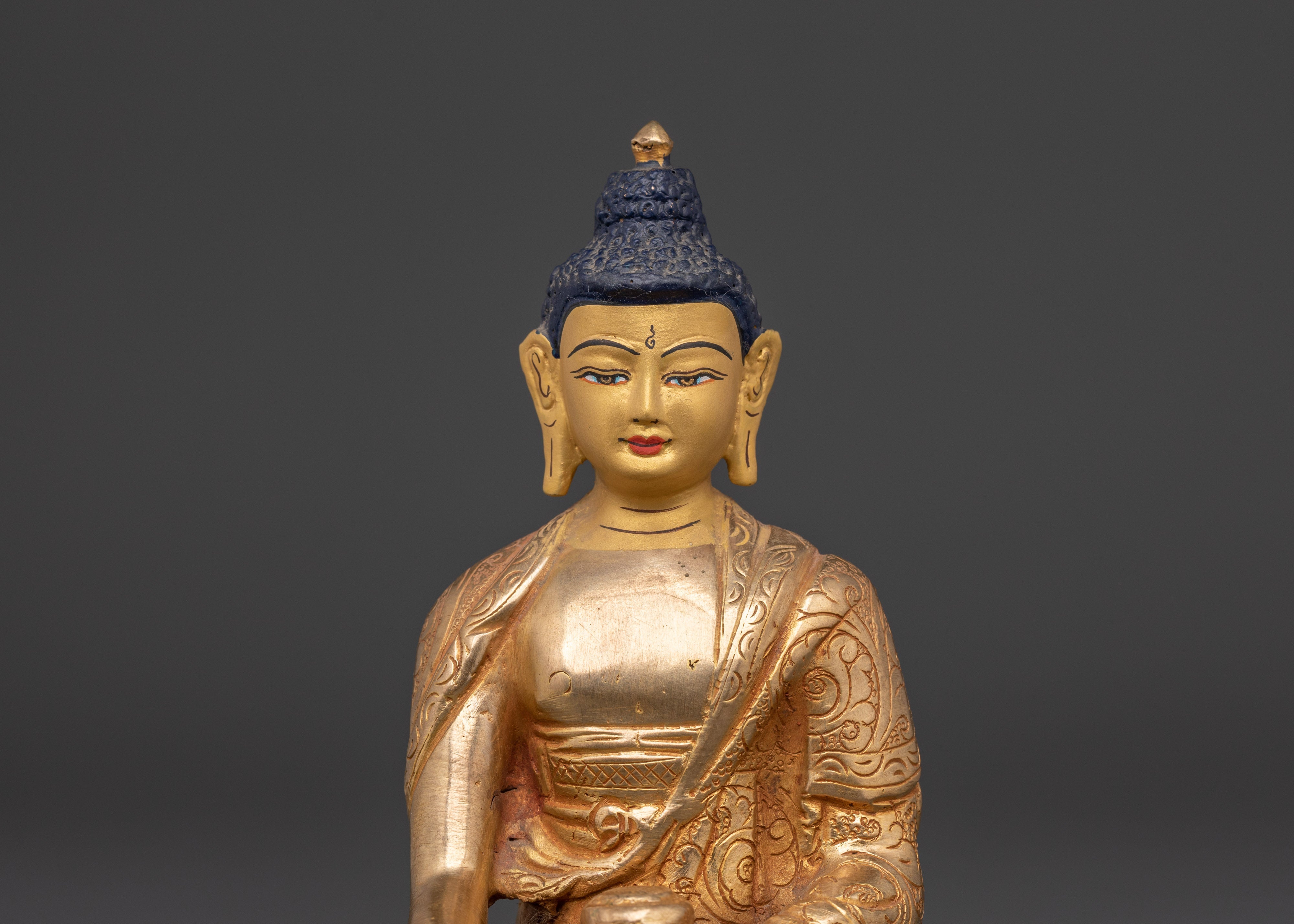 Handmade Shakyamuni Buddha Statue | Gold Plated Copper Buddha Figurine